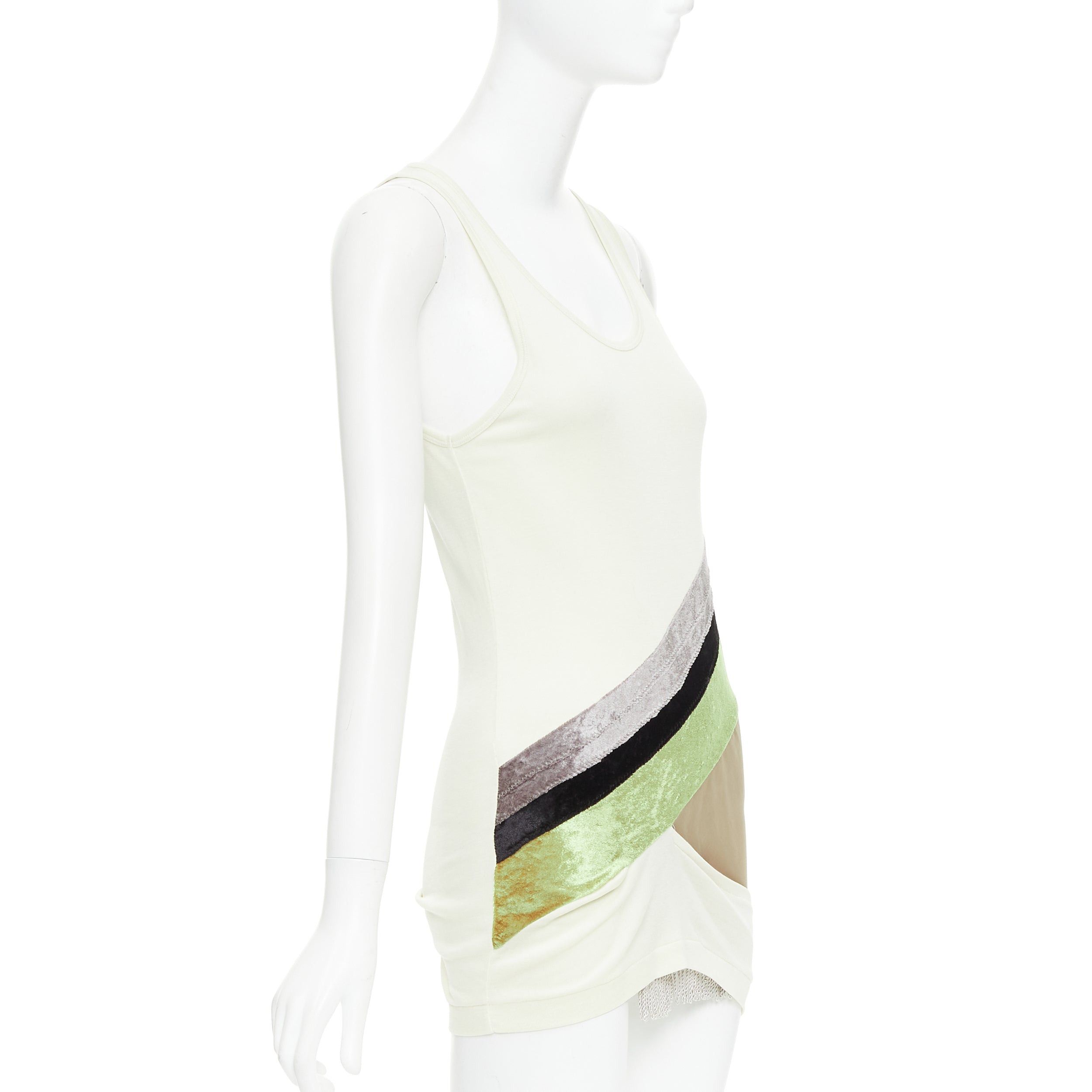 Toga Pulla TOGA ARCHIVES cream grey silk cotton velvet beige panels tunic JP1 S Size S / US 4 / IT 40 - 3 Thumbnail