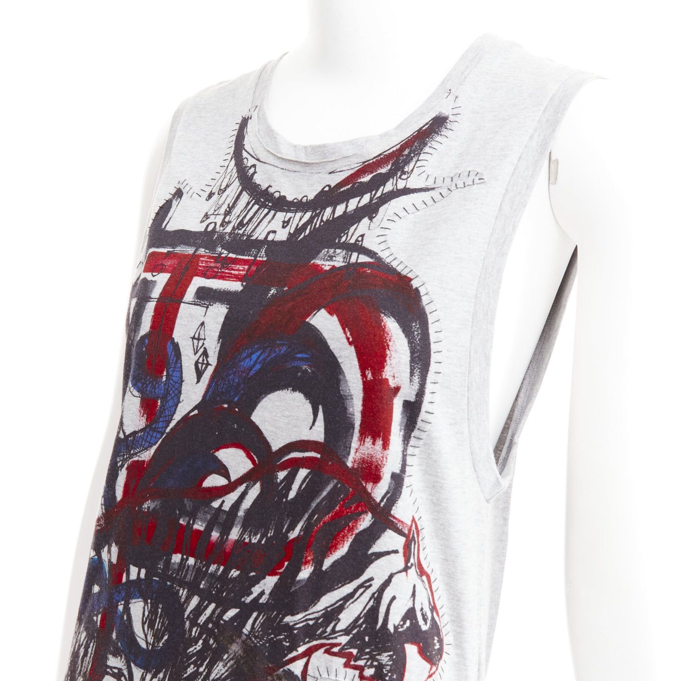 Balmain BALMAIN 2011 Christophe Decarnin Punk Graffiti silver pin ripped tank top FR38 M Size M / US 6-8 / IT 42-44 - 7 Thumbnail