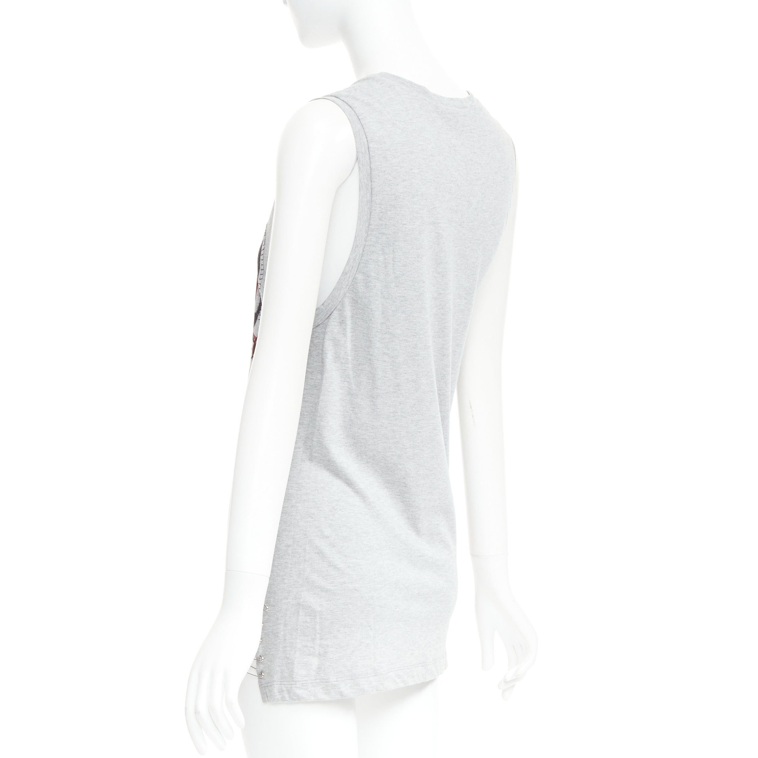Balmain BALMAIN 2011 Christophe Decarnin Punk Graffiti silver pin ripped tank top FR38 M Size M / US 6-8 / IT 42-44 - 6 Thumbnail