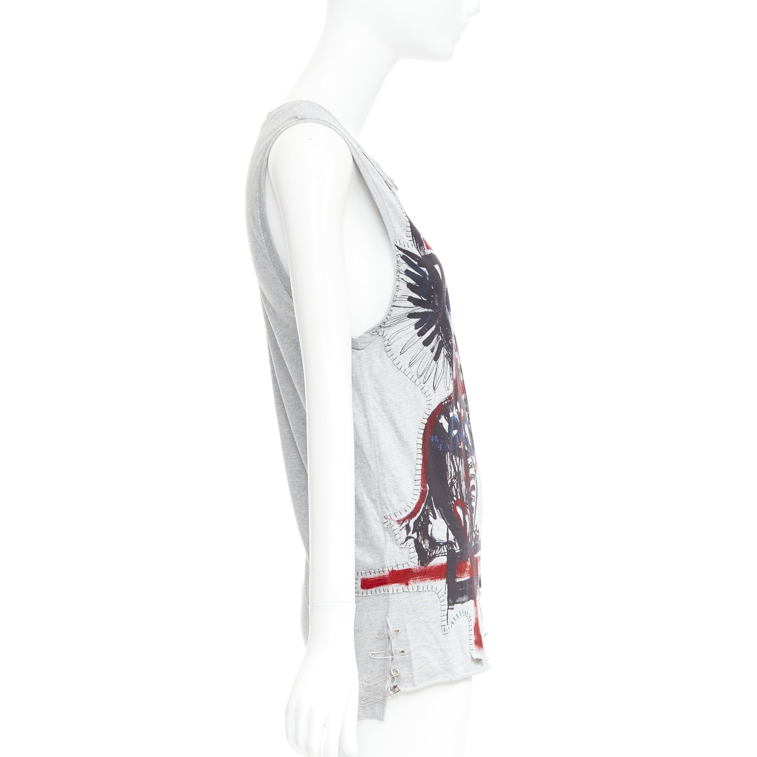 Balmain BALMAIN 2011 Christophe Decarnin Punk Graffiti silver pin ripped tank top FR38 M Size M / US 6-8 / IT 42-44 - 4 Thumbnail