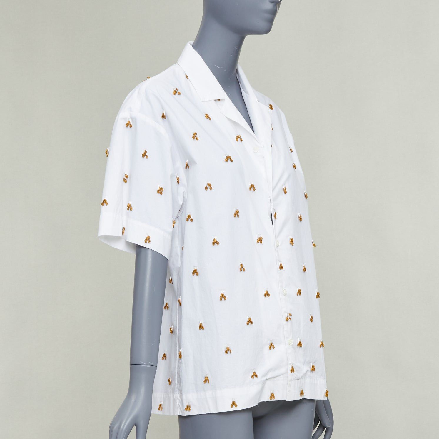 Jacquemus JACQUEMUS 2021 L'amour La Chemise Ble white cotton glass embellished shirt FR34 XS Size XS / US 0-2 / IT 36-38 - 3 Thumbnail