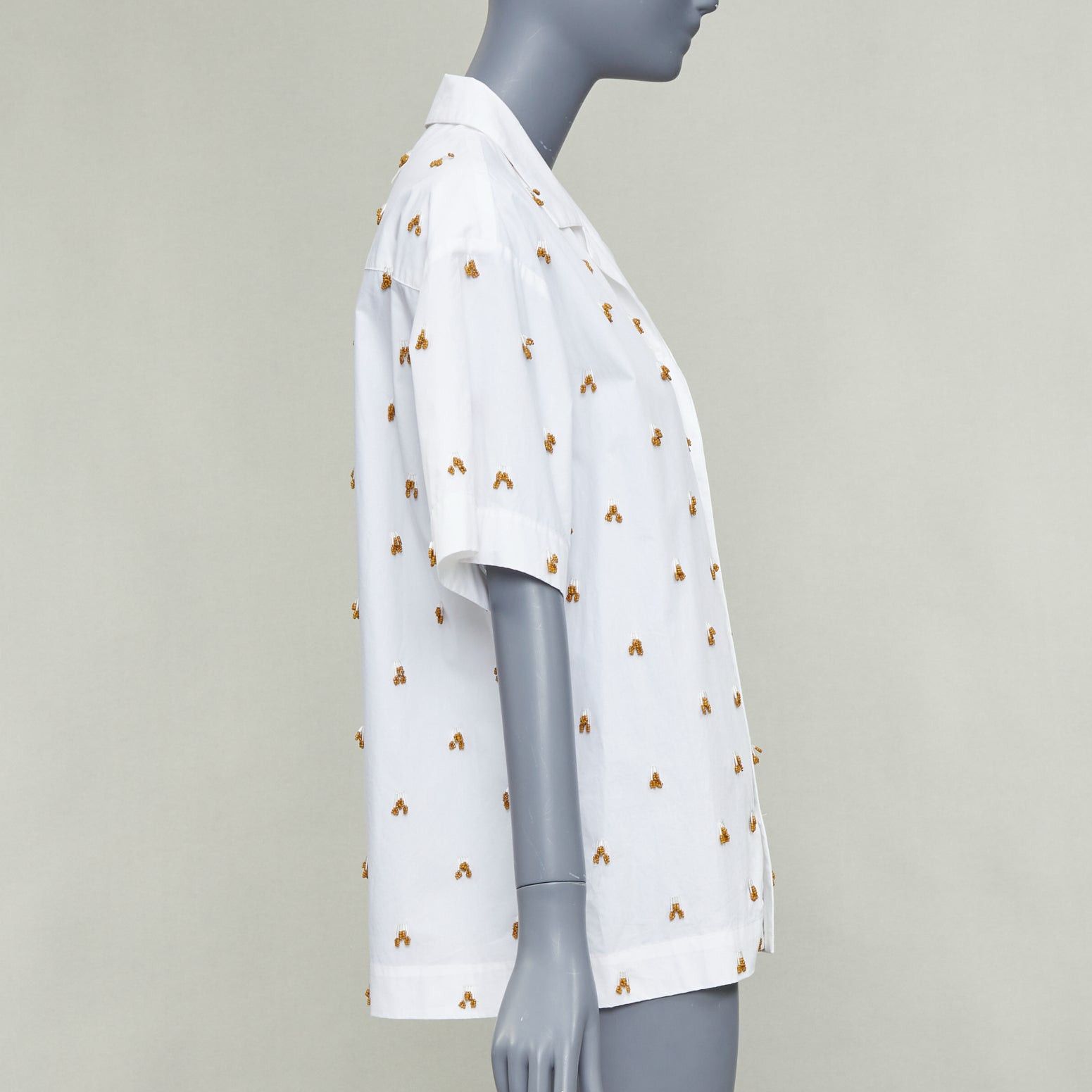 Jacquemus JACQUEMUS 2021 L'amour La Chemise Ble white cotton glass embellished shirt FR34 XS Size XS / US 0-2 / IT 36-38 - 4 Thumbnail