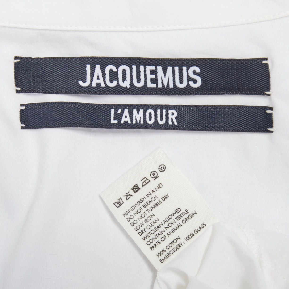 Jacquemus JACQUEMUS 2021 L'amour La Chemise Ble white cotton glass embellished shirt FR34 XS Size XS / US 0-2 / IT 36-38 - 8 Thumbnail