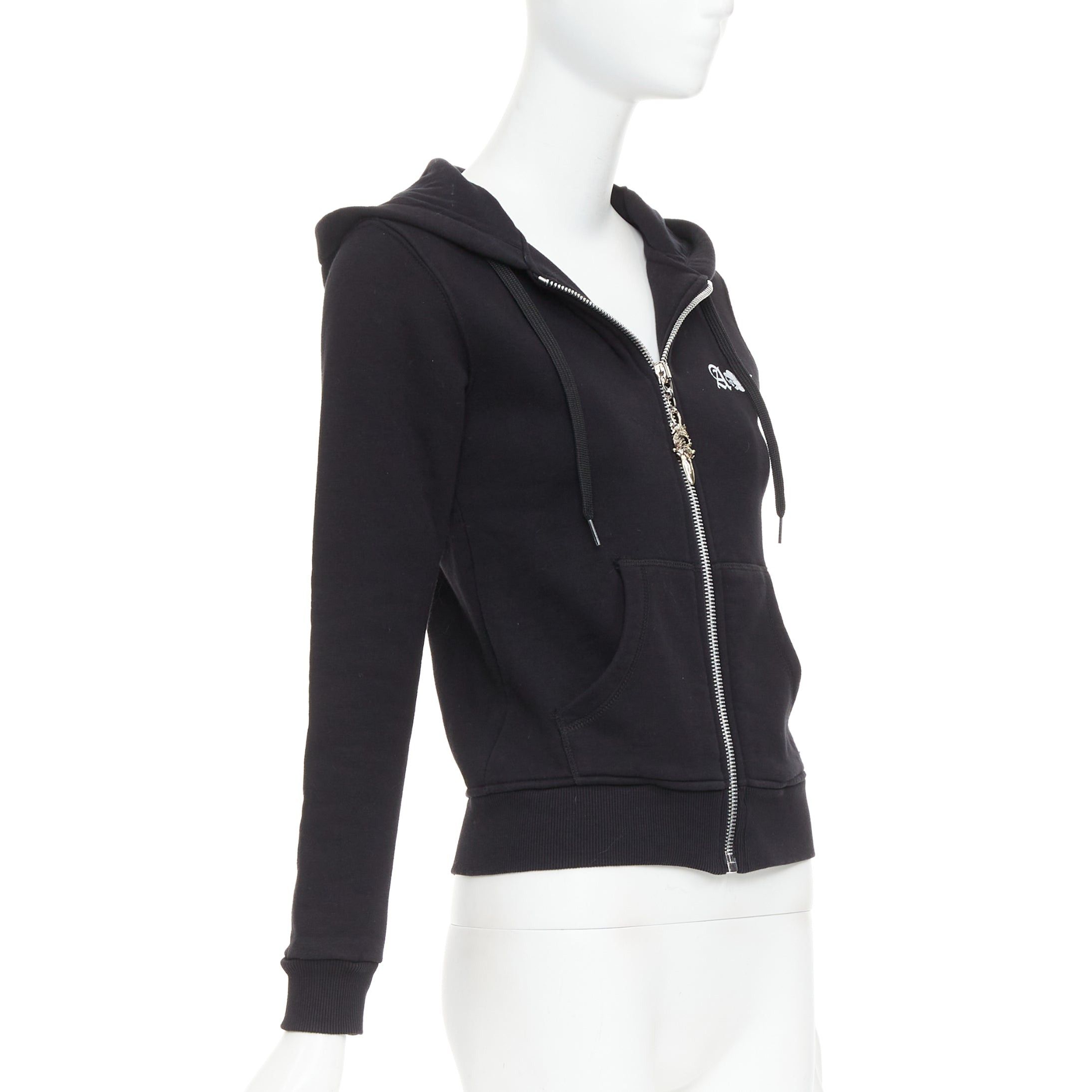 A&G Rock A&G Rock n Roll Couture Amal Guessou black 925 sterling silver dagger zip crop hoodie S Size S / US 4 / IT 40 - 5 Thumbnail