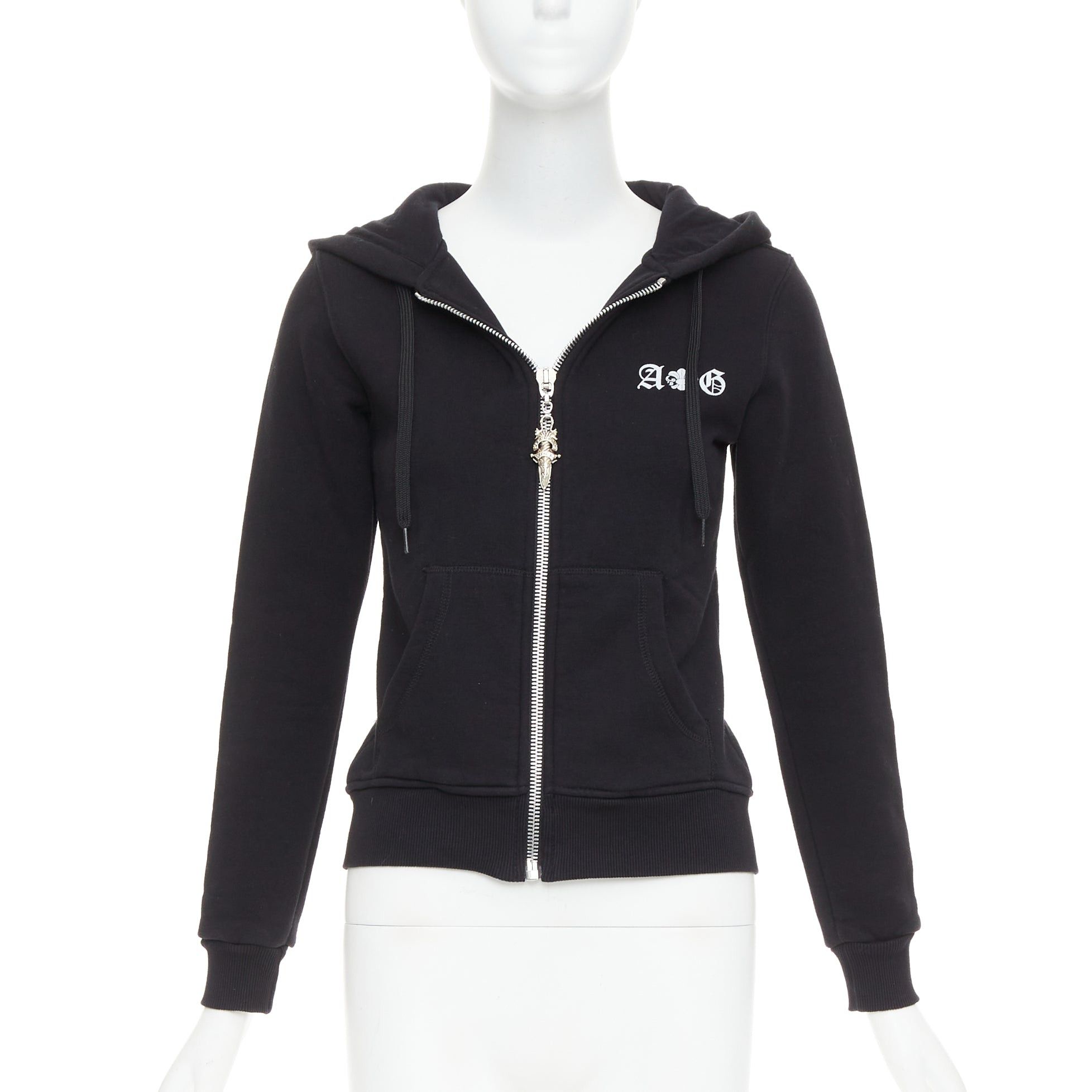A&G Rock A&G Rock n Roll Couture Amal Guessou black 925 sterling silver dagger zip crop hoodie S Size S / US 4 / IT 40 - 3 Thumbnail
