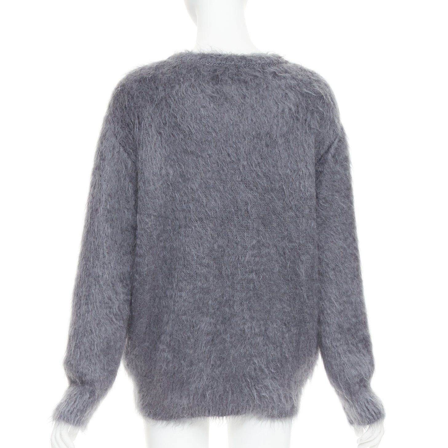 Dior CHRISTIAN DIOR grey mohair silk black graphic fluffy long sleeve sweater FR36 S Size S / US 4 / IT 40 - 5 Thumbnail
