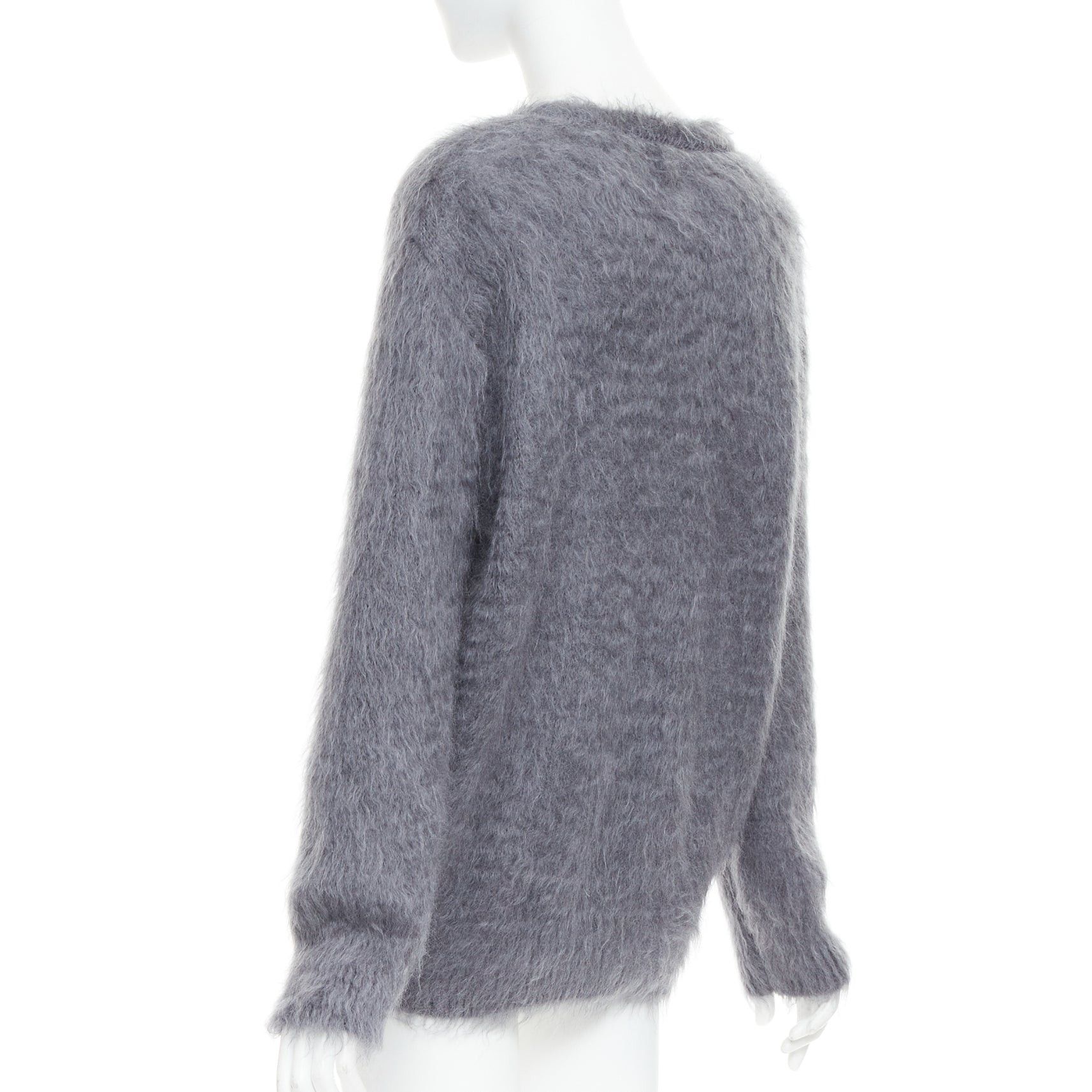 Dior CHRISTIAN DIOR grey mohair silk black graphic fluffy long sleeve sweater FR36 S Size S / US 4 / IT 40 - 6 Thumbnail