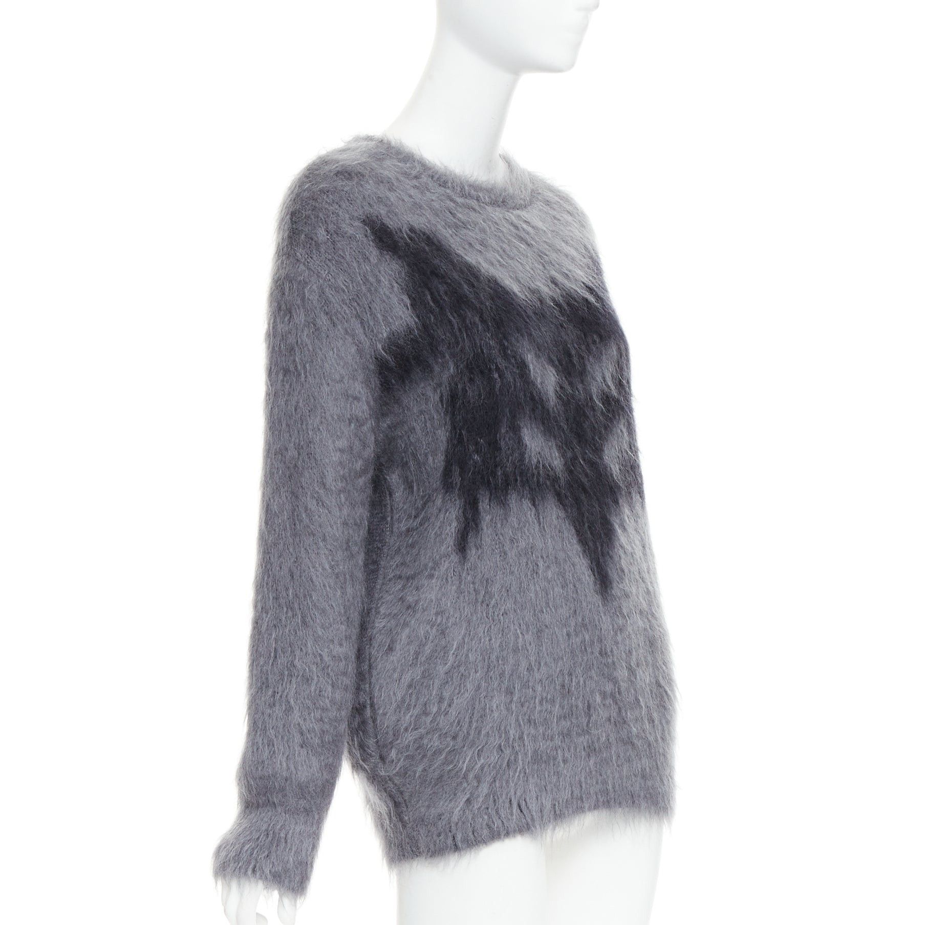 Dior CHRISTIAN DIOR grey mohair silk black graphic fluffy long sleeve sweater FR36 S Size S / US 4 / IT 40 - 3 Thumbnail