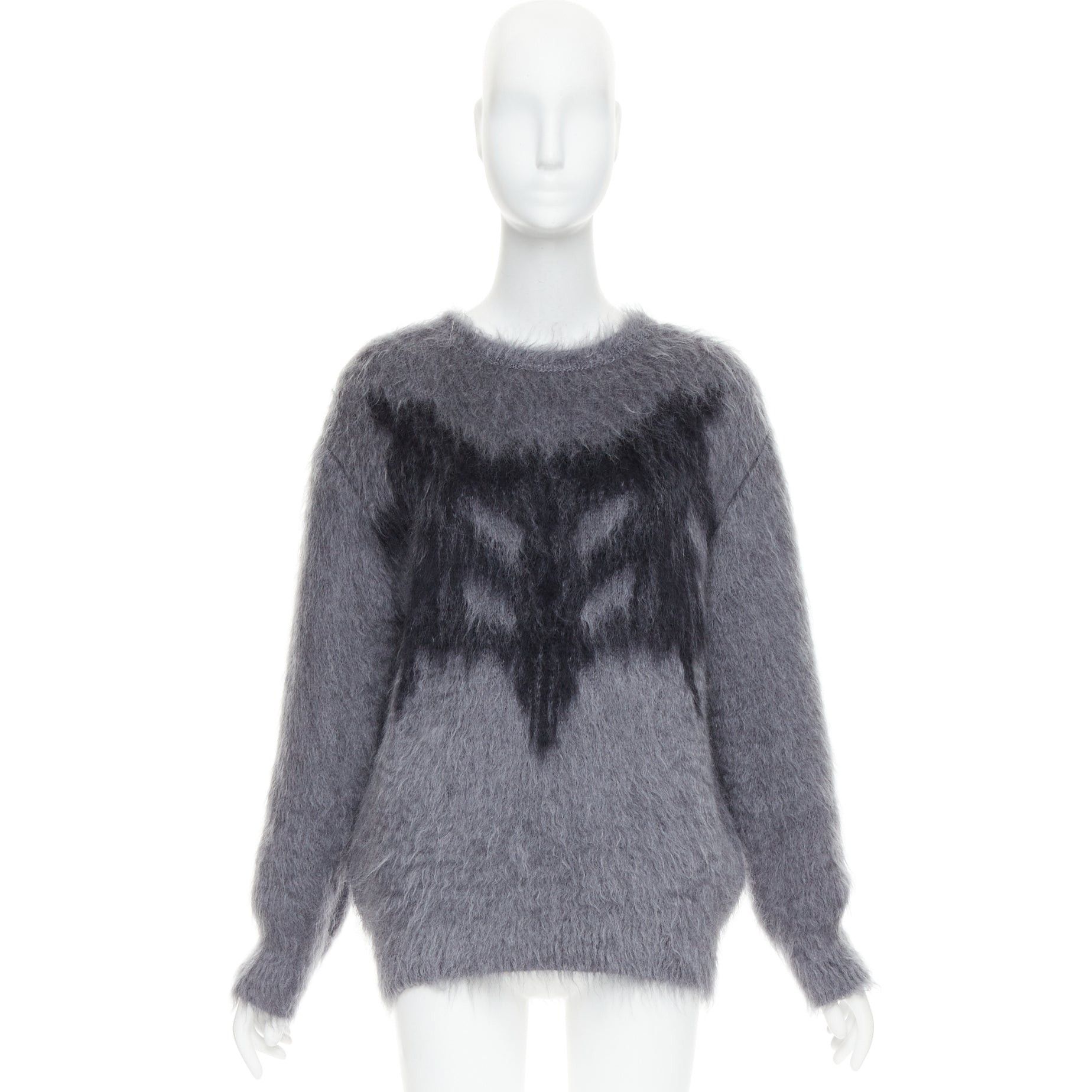 Dior CHRISTIAN DIOR grey mohair silk black graphic fluffy long sleeve sweater FR36 S Size S / US 4 / IT 40 - 9 Thumbnail