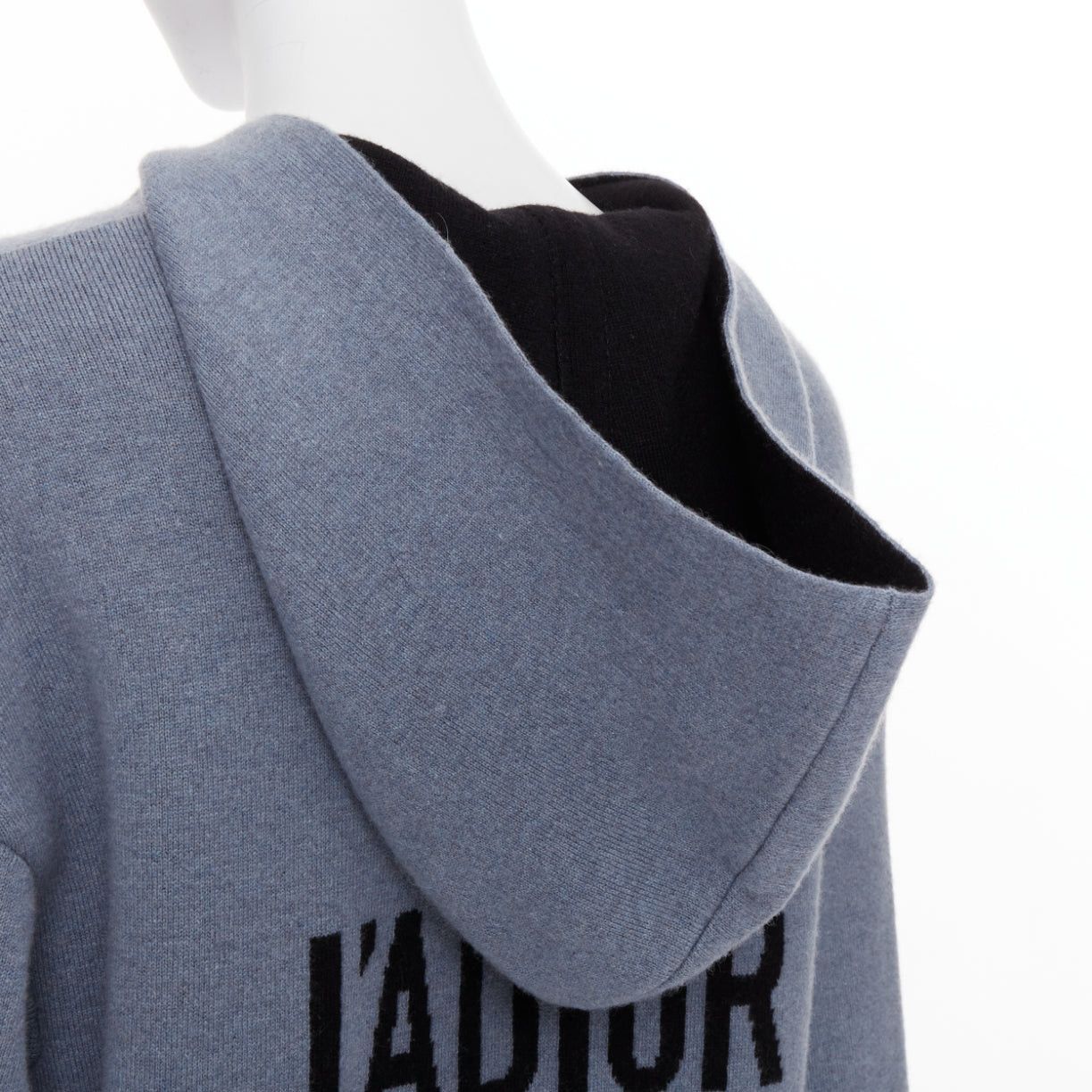 Dior CHRISTIAN DIOR J'adior 8 dusty blue cashmere blend dropped sleeves hoodie FR34 XS Size XS / US 0-2 / IT 36-38 - 6 Thumbnail
