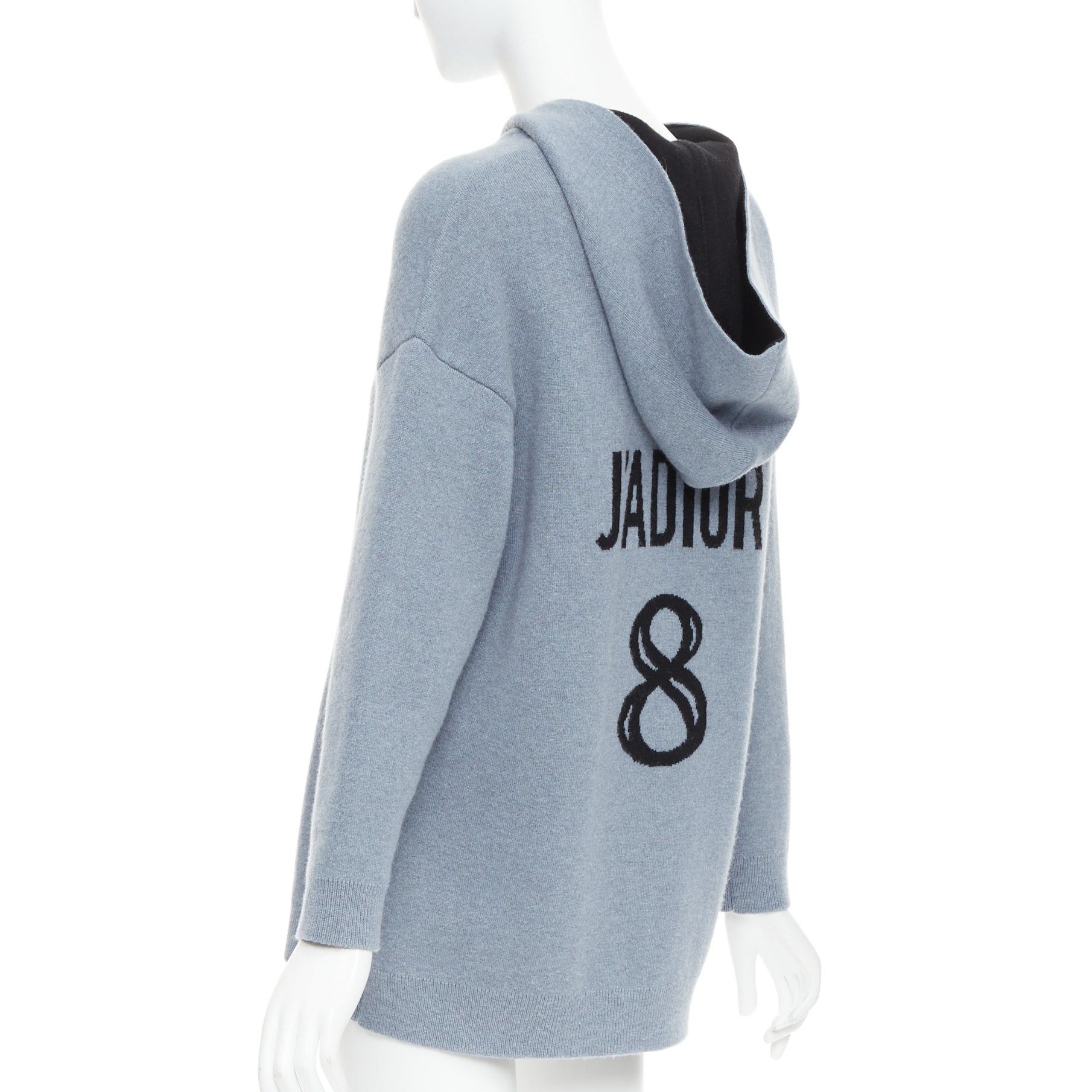 Dior CHRISTIAN DIOR J'adior 8 dusty blue cashmere blend dropped sleeves hoodie FR34 XS Size XS / US 0-2 / IT 36-38 - 5 Thumbnail