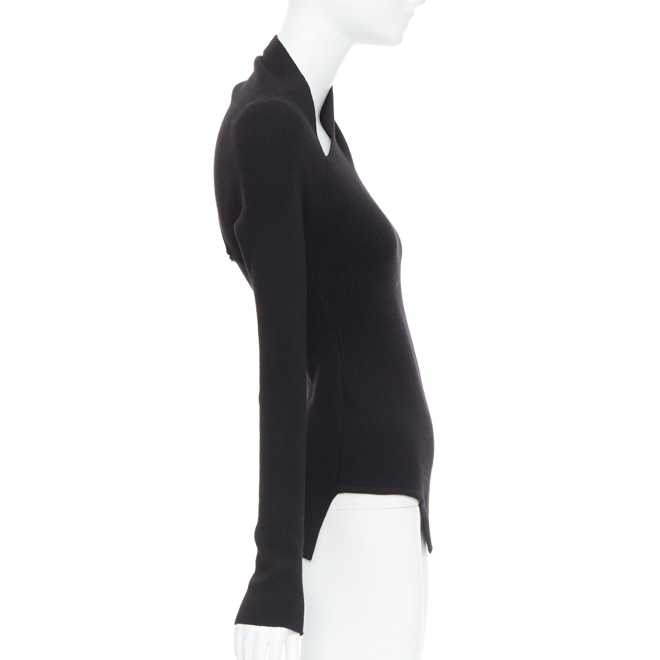 MONSE MONSE black extrafine merino wool cut out cold shoulder sweater XS Size S / US 4 / IT 40 - 4 Thumbnail