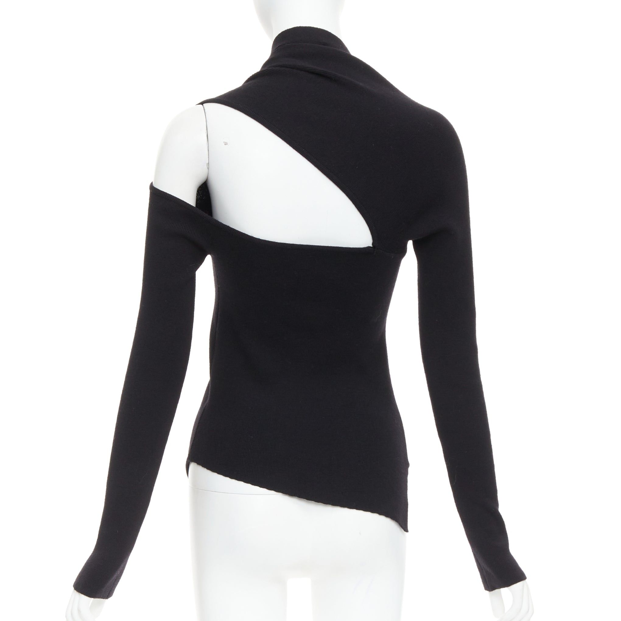 MONSE MONSE black extrafine merino wool cut out cold shoulder sweater XS Size S / US 4 / IT 40 - 2 Thumbnail