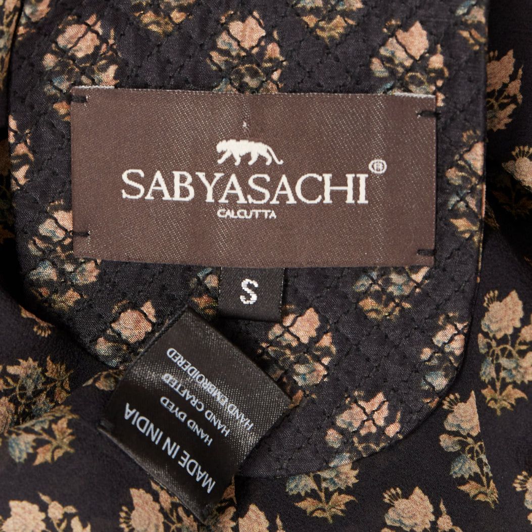 Other SABYASACHI black velvet gold floral applique sequins drape V neck dress S Size S / US 4 / IT 40 - 8 Thumbnail