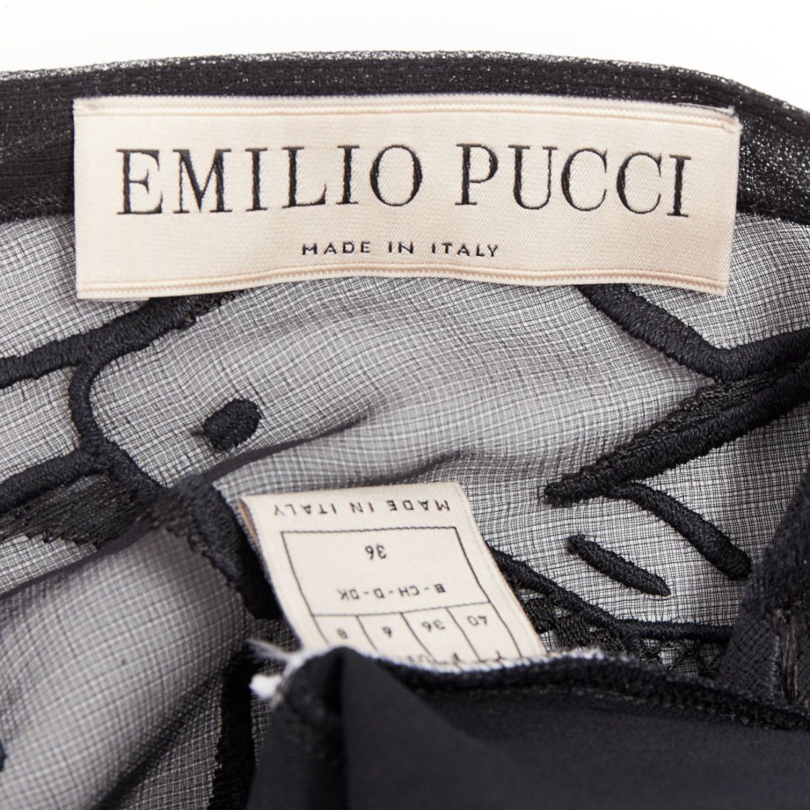 Emilio Pucci EMILIO PUCCI black sheer people embroidered colorful inserts sheer dress IT40 S Size S / US 4 / IT 40 - 8 Thumbnail