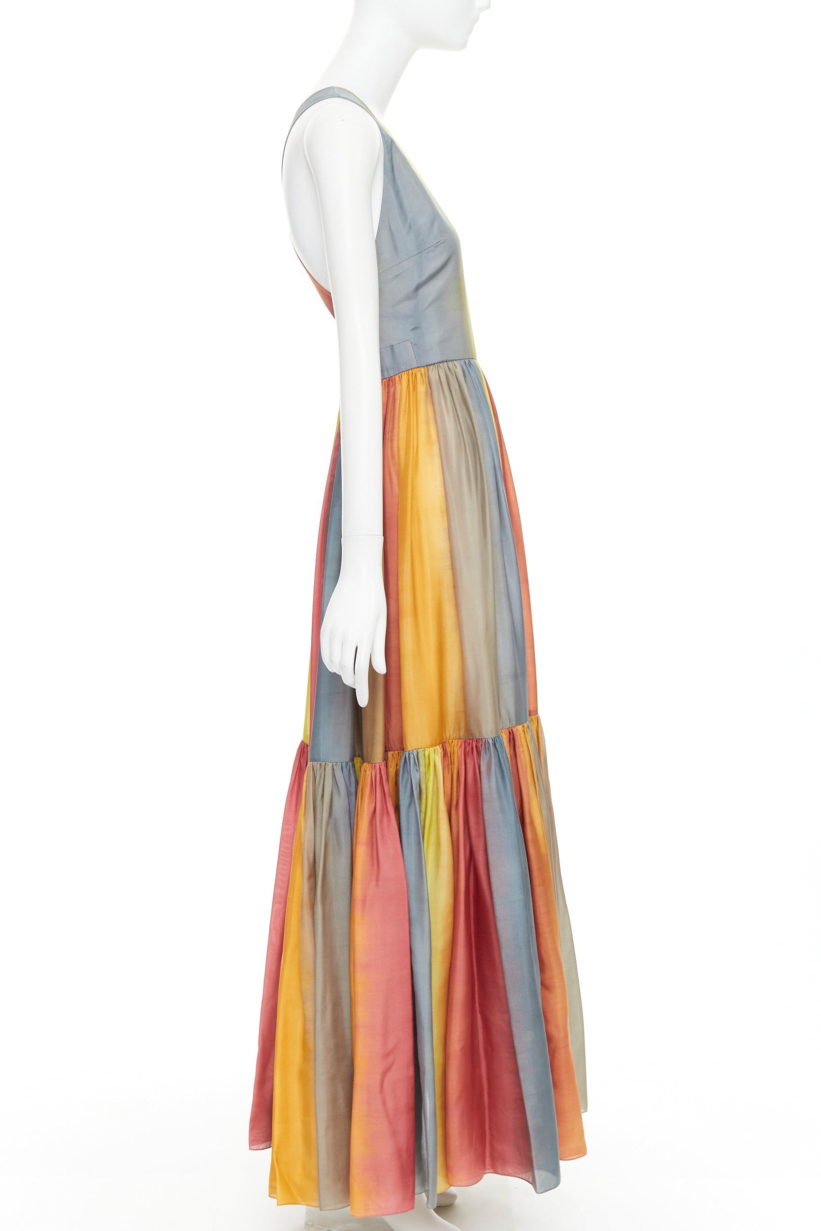 Dior CHRISTIAN DIOR 2022 Runway Maria Grazia Chiuri rainbow silk tie dye dress FR38 M Size M / US 6-8 / IT 42-44 - 4 Thumbnail