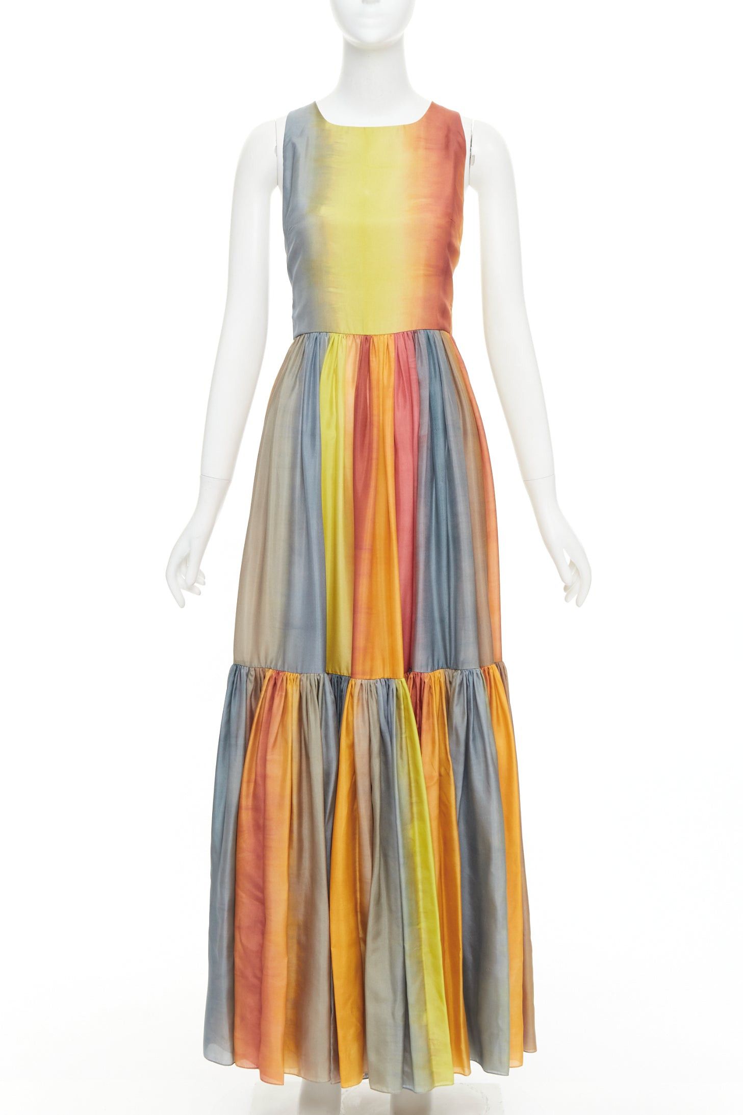 Dior CHRISTIAN DIOR 2022 Runway Maria Grazia Chiuri rainbow silk tie dye dress FR38 M Size M / US 6-8 / IT 42-44 - 3 Thumbnail