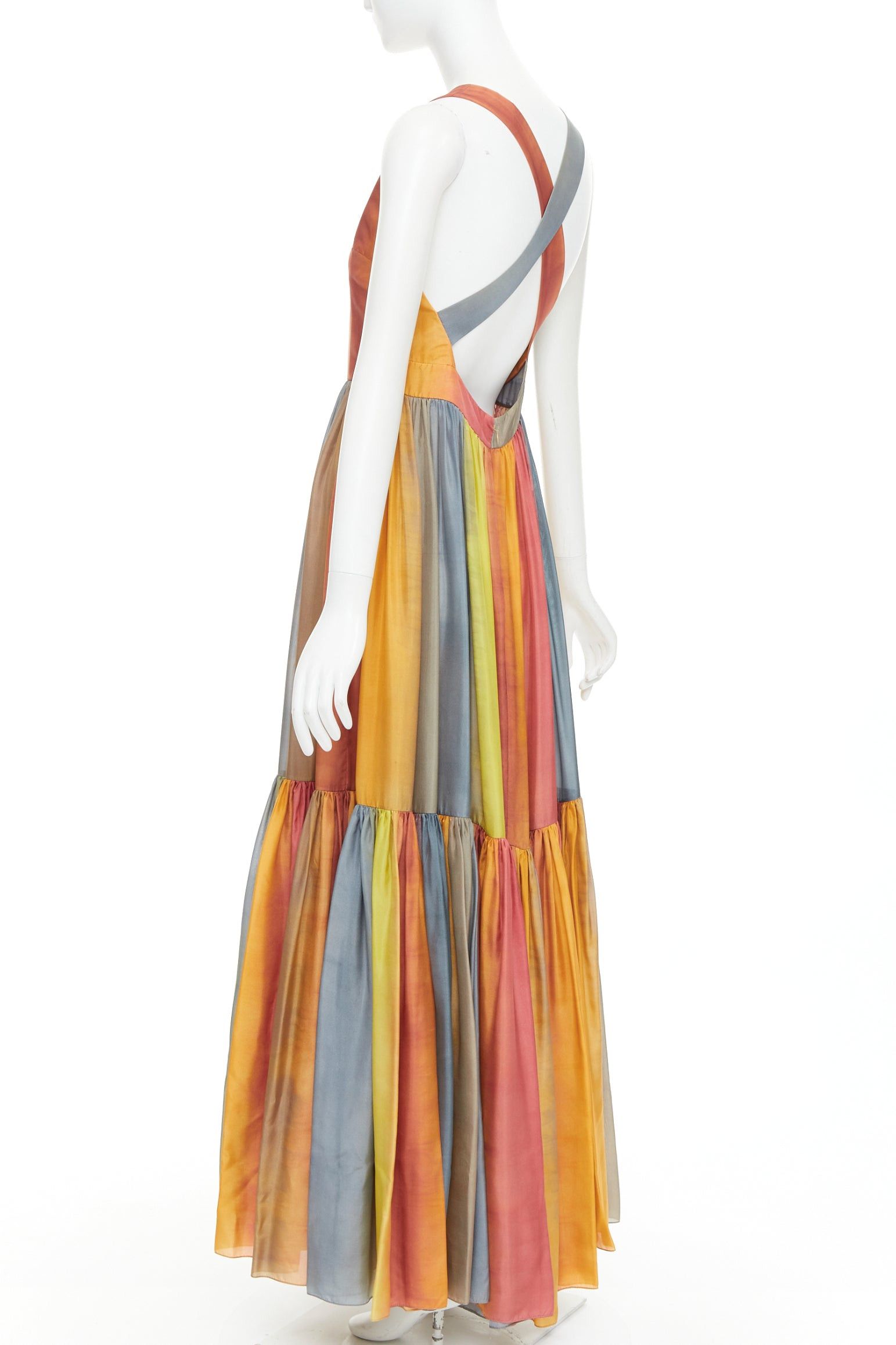 Dior CHRISTIAN DIOR 2022 Runway Maria Grazia Chiuri rainbow silk tie dye dress FR38 M Size M / US 6-8 / IT 42-44 - 6 Thumbnail