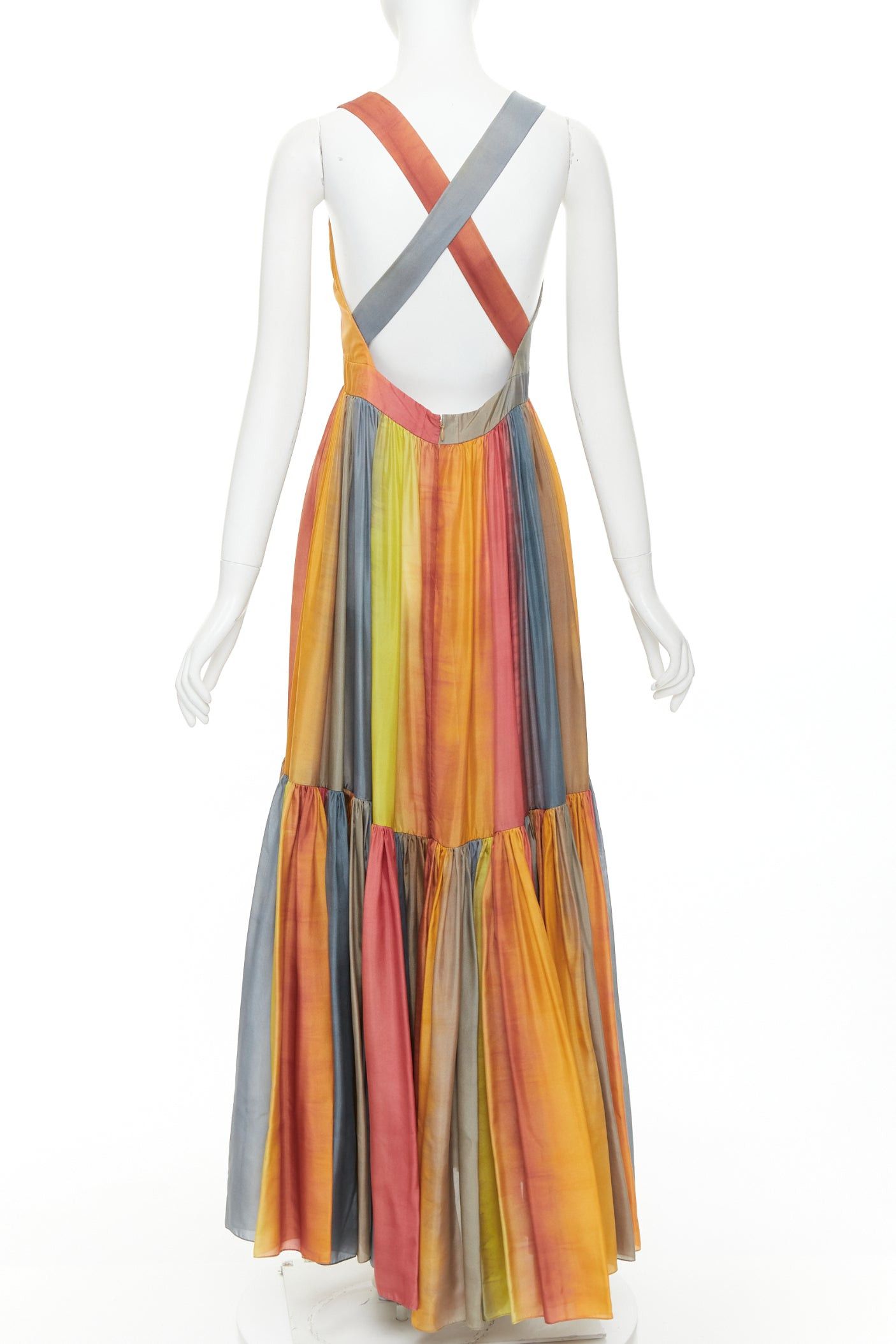 Dior CHRISTIAN DIOR 2022 Runway Maria Grazia Chiuri rainbow silk tie dye dress FR38 M Size M / US 6-8 / IT 42-44 - 5 Thumbnail