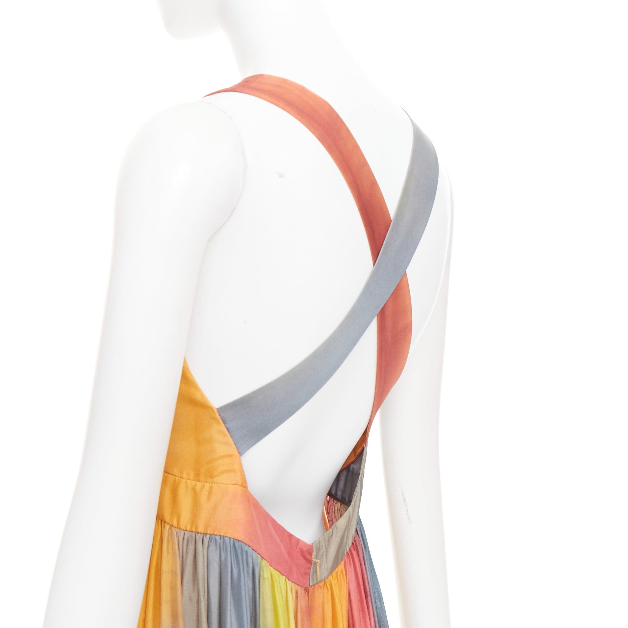 Dior CHRISTIAN DIOR 2022 Runway Maria Grazia Chiuri rainbow silk tie dye dress FR38 M Size M / US 6-8 / IT 42-44 - 2 Thumbnail