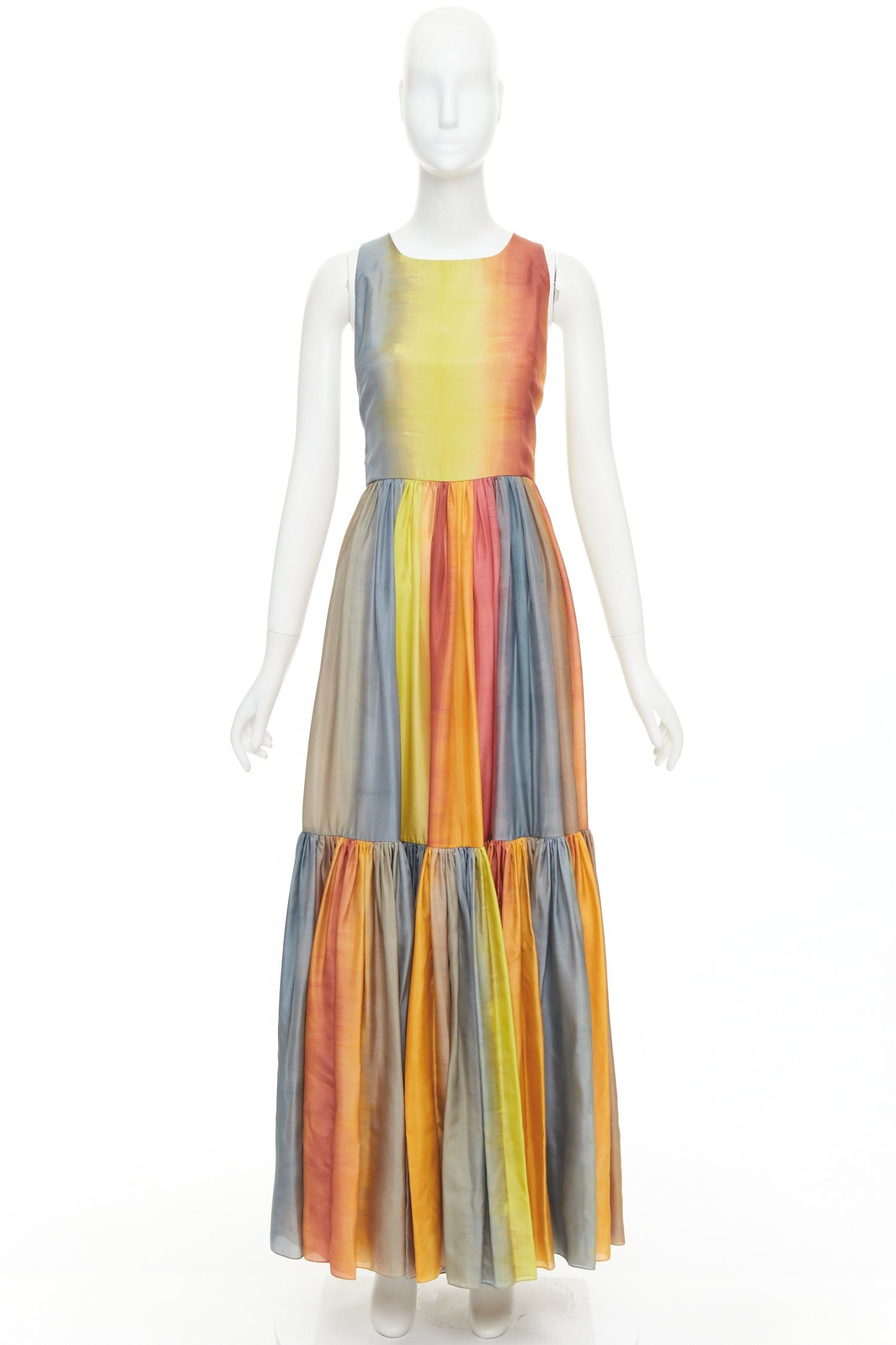 Dior CHRISTIAN DIOR 2022 Runway Maria Grazia Chiuri rainbow silk tie dye dress FR38 M Size M / US 6-8 / IT 42-44 - 9 Thumbnail