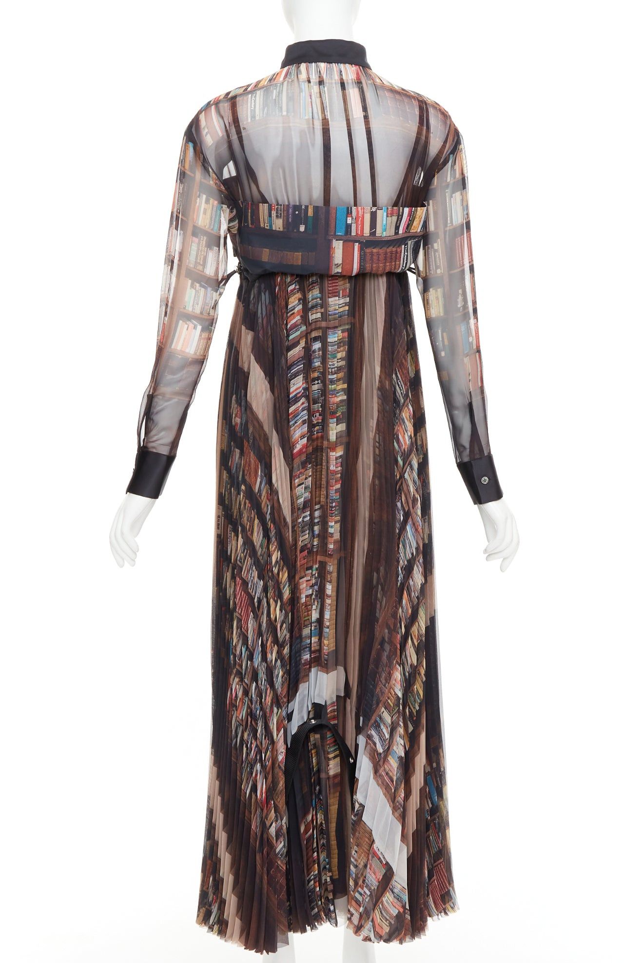 Sacai SACAI 2023 Interstellar black multicolour book shelf print pleated dress JP1 S Size S / US 4 / IT 40 - 5 Thumbnail