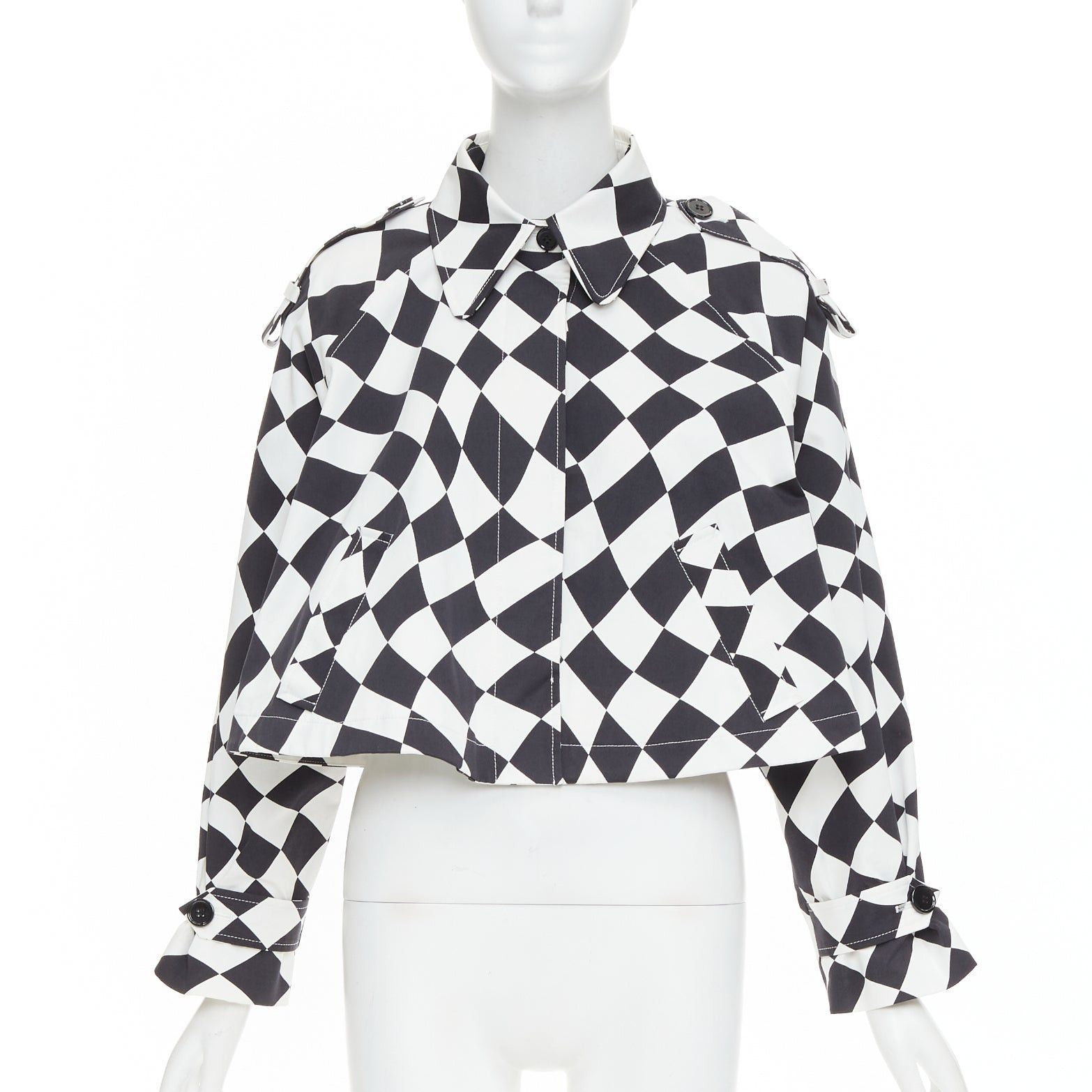 Maison Margiela MAISON MARGIELA MM6 black white checkerboard cotton cropped flared coat FR40 M Size M / US 6-8 / IT 42-44 - 3 Thumbnail
