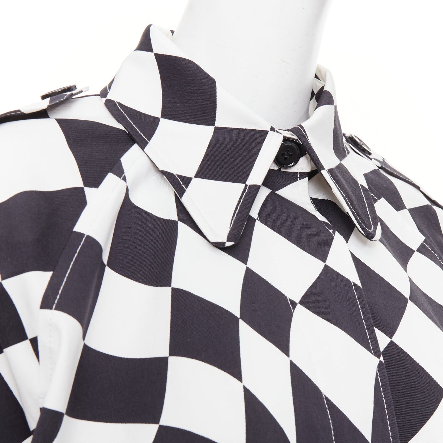 Maison Margiela MAISON MARGIELA MM6 black white checkerboard cotton cropped flared coat FR40 M Size M / US 6-8 / IT 42-44 - 2 Thumbnail