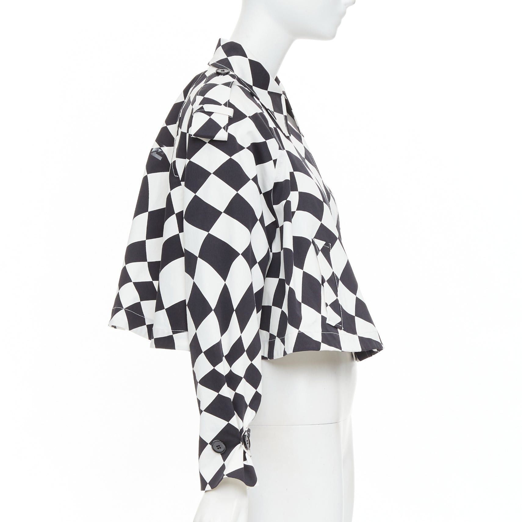 Maison Margiela MAISON MARGIELA MM6 black white checkerboard cotton cropped flared coat FR40 M Size M / US 6-8 / IT 42-44 - 4 Thumbnail