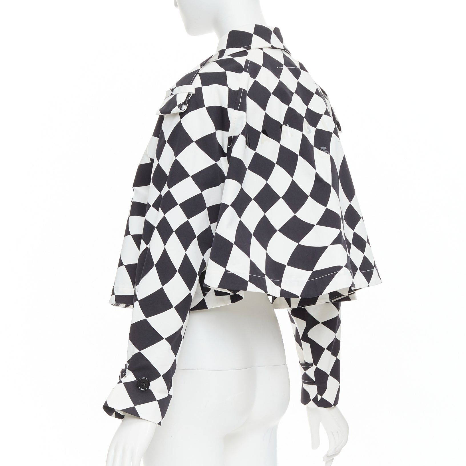 Maison Margiela MAISON MARGIELA MM6 black white checkerboard cotton cropped flared coat FR40 M Size M / US 6-8 / IT 42-44 - 6 Thumbnail