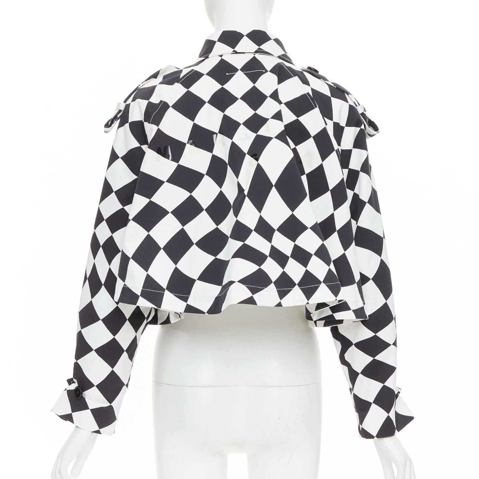 Maison Margiela MAISON MARGIELA MM6 black white checkerboard cotton cropped flared coat FR40 M Size M / US 6-8 / IT 42-44 - 5 Thumbnail