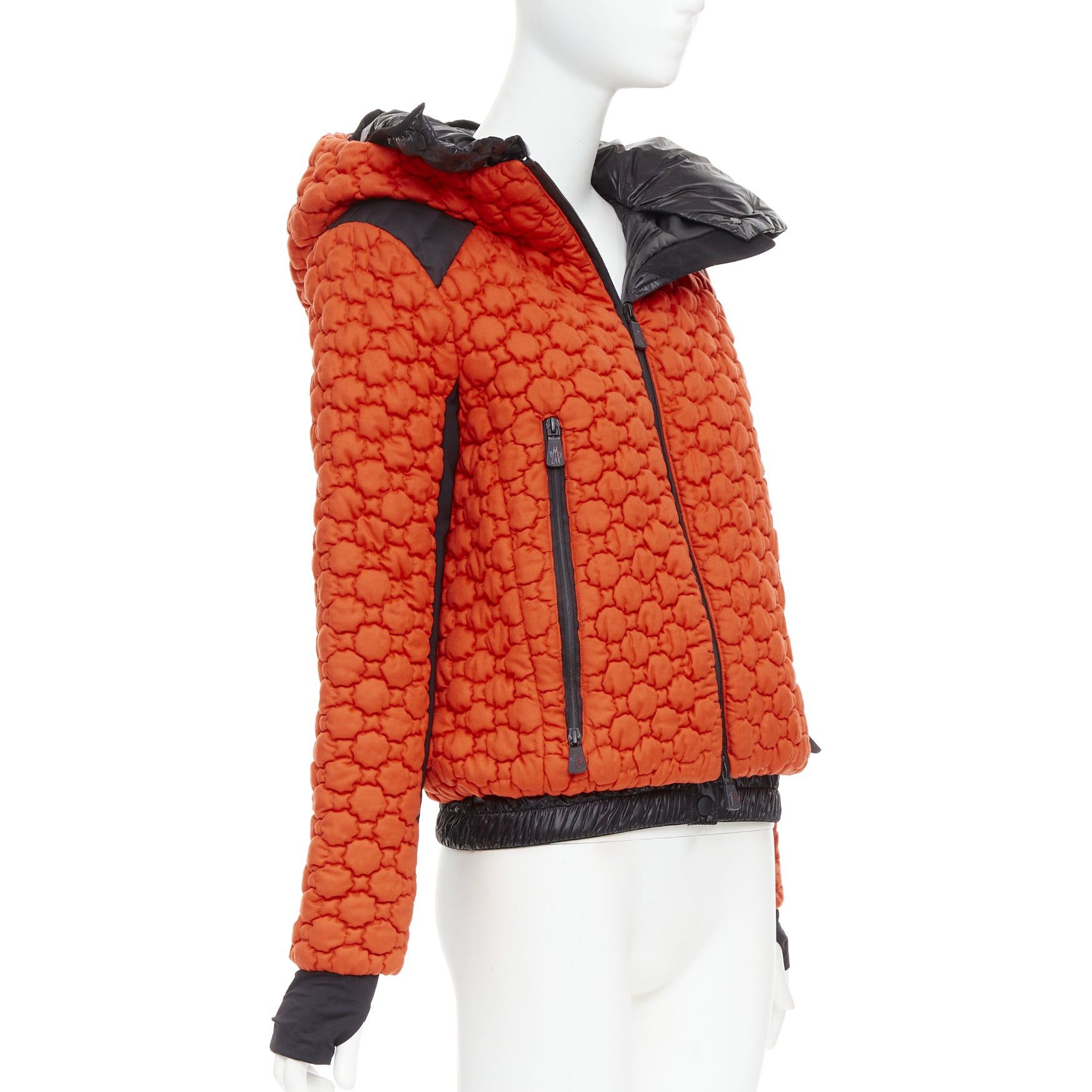 Moncler MONCLER Grenoble Soubeyran orange wool texture quilted down ski jacket Sz1 S Size M / US 6-8 / IT 42-44 - 3 Thumbnail