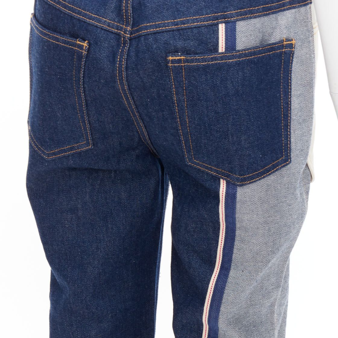 MONSE MONSE dark light blue reversed deconstructed patchwork flare cropped jeans US2 S Size 27" / US 4 / IT 40 - 2 Thumbnail
