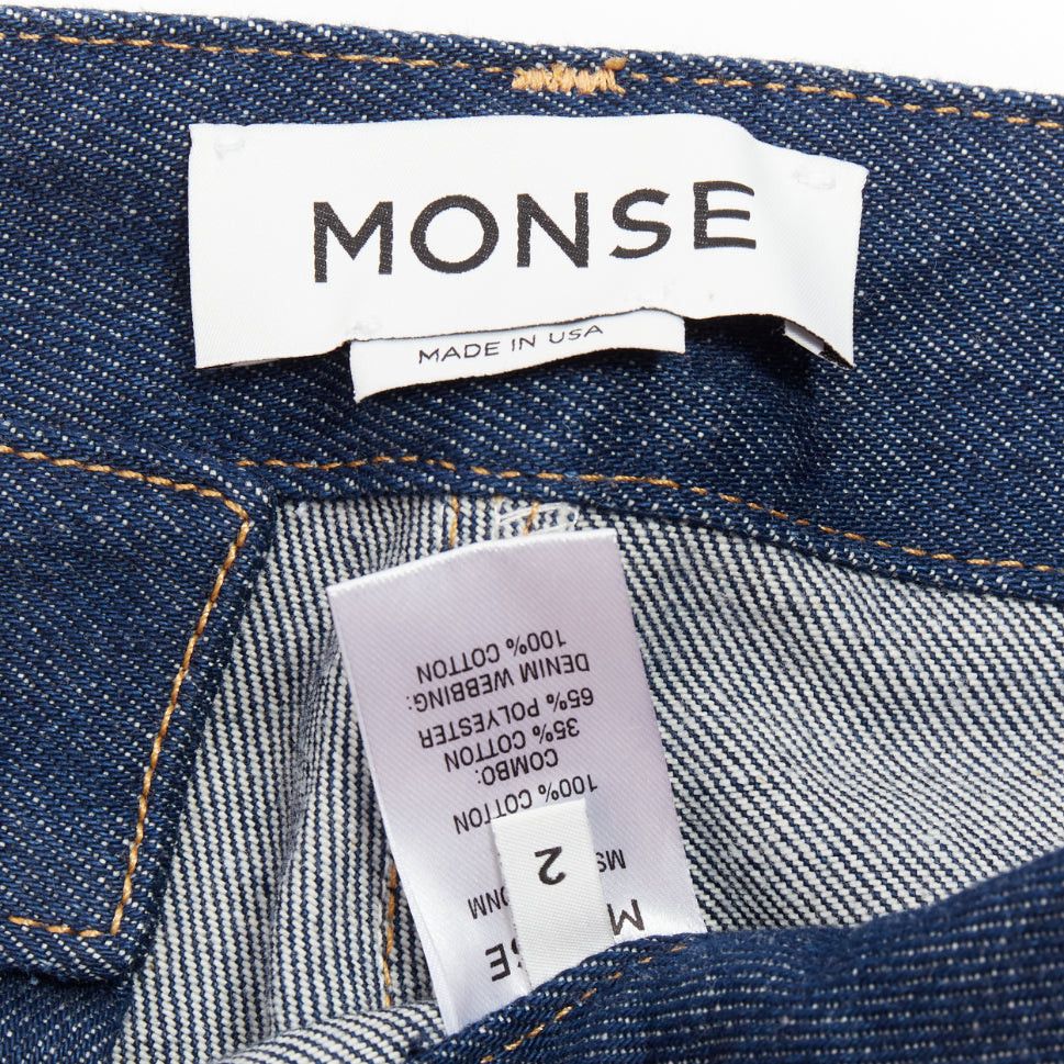 MONSE MONSE dark light blue reversed deconstructed patchwork flare cropped jeans US2 S Size 27" / US 4 / IT 40 - 8 Thumbnail