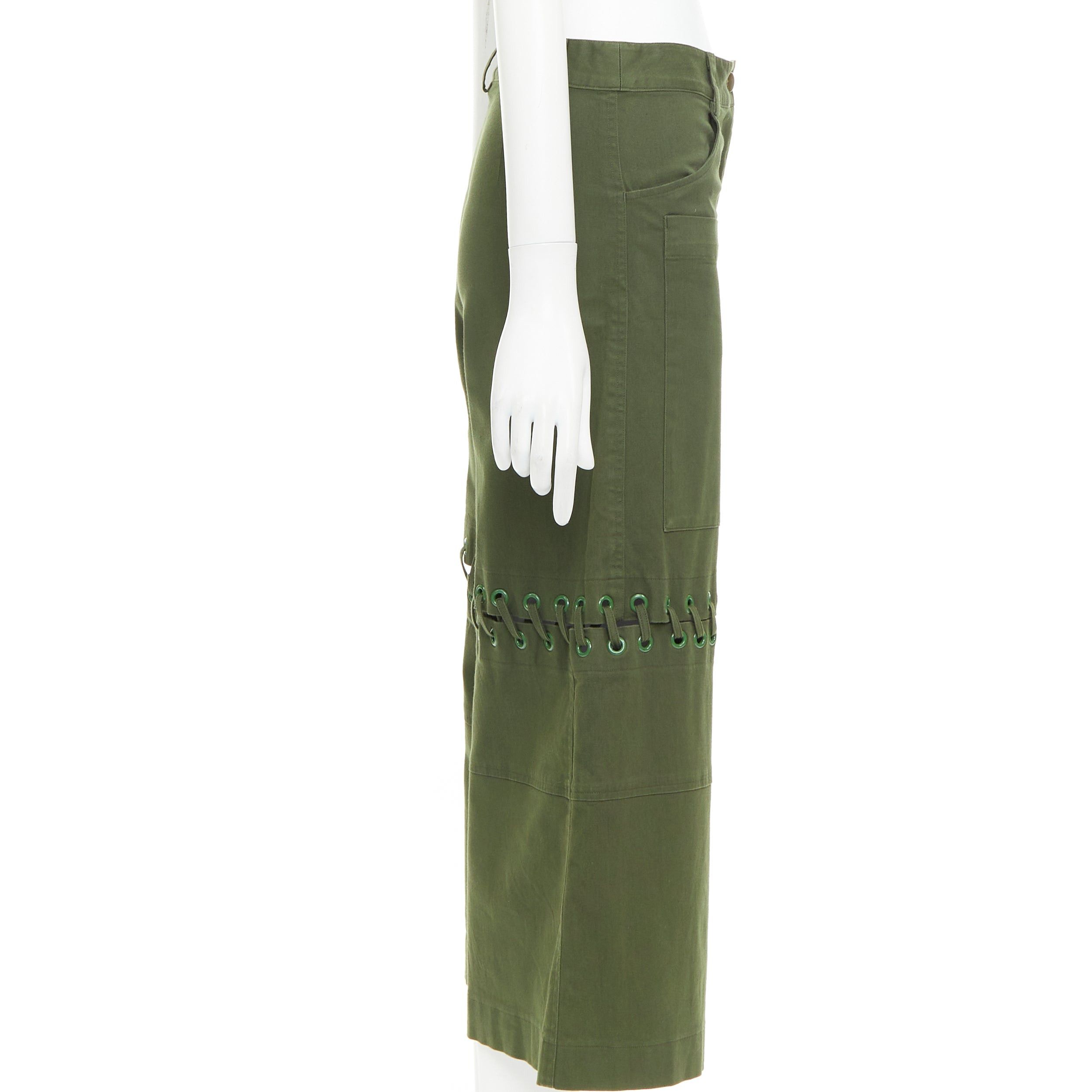 Rosie Assoulin ROSIE ASSOULIN green eyelet lace weaved knee culotte pants US2 S Size 27" / US 4 / IT 40 - 5 Thumbnail