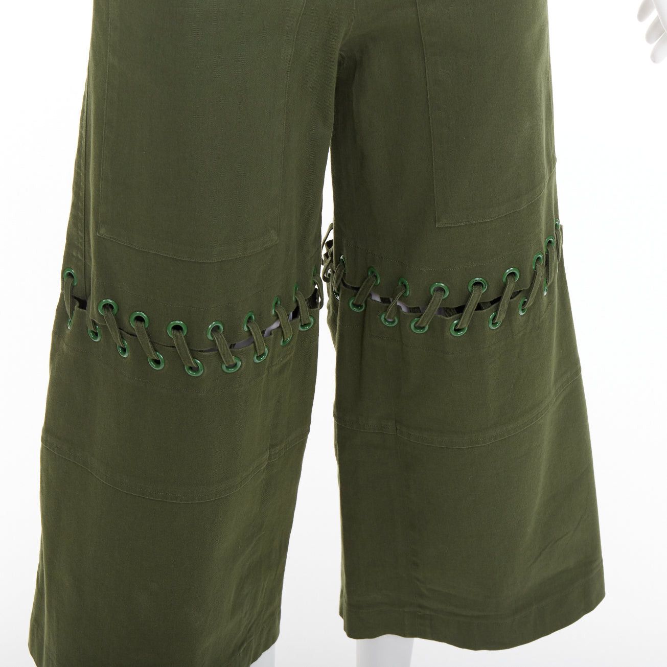 Rosie Assoulin ROSIE ASSOULIN green eyelet lace weaved knee culotte pants US2 S Size 27" / US 4 / IT 40 - 7 Thumbnail