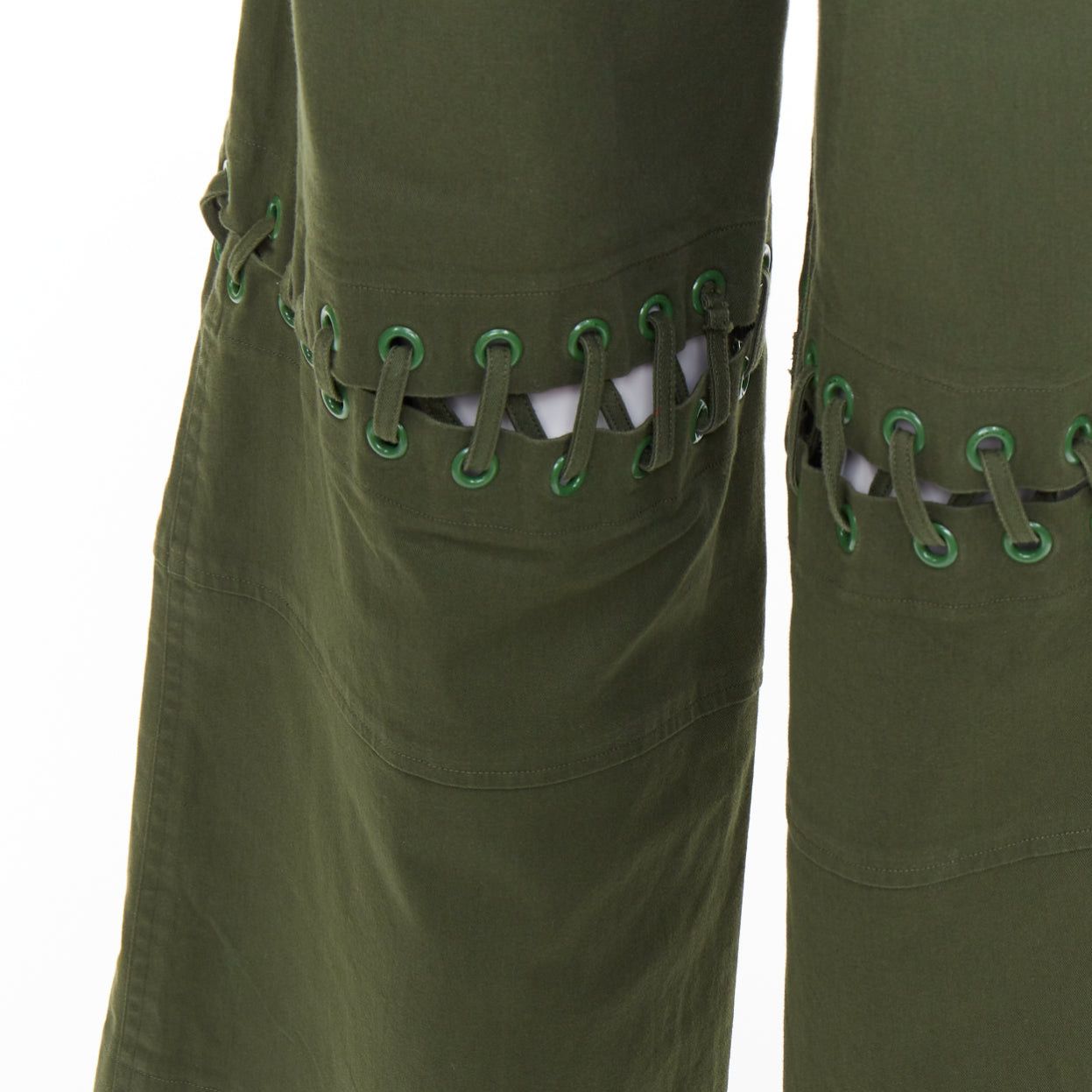 Rosie Assoulin ROSIE ASSOULIN green eyelet lace weaved knee culotte pants US2 S Size 27" / US 4 / IT 40 - 2 Thumbnail