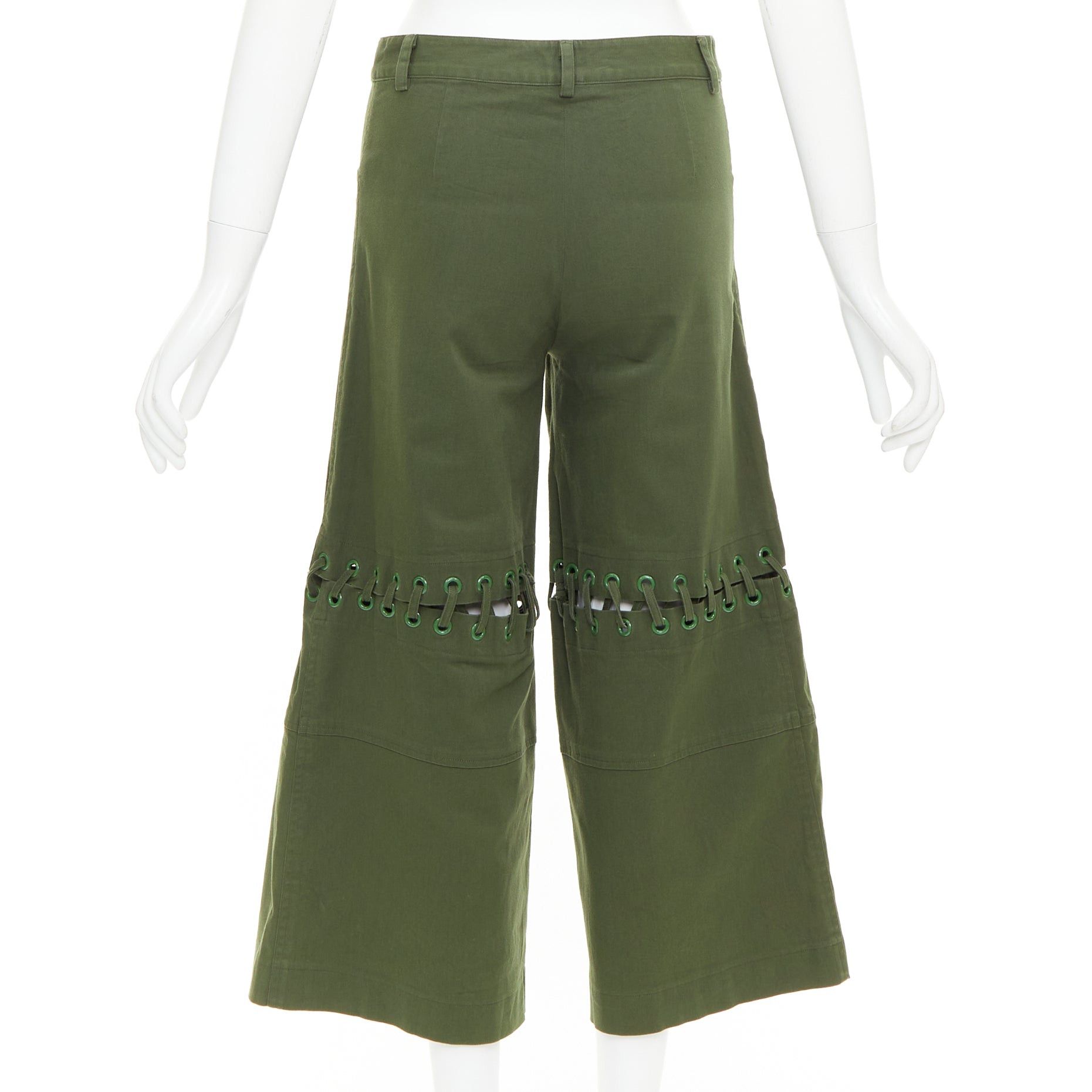 Rosie Assoulin ROSIE ASSOULIN green eyelet lace weaved knee culotte pants US2 S Size 27" / US 4 / IT 40 - 4 Thumbnail