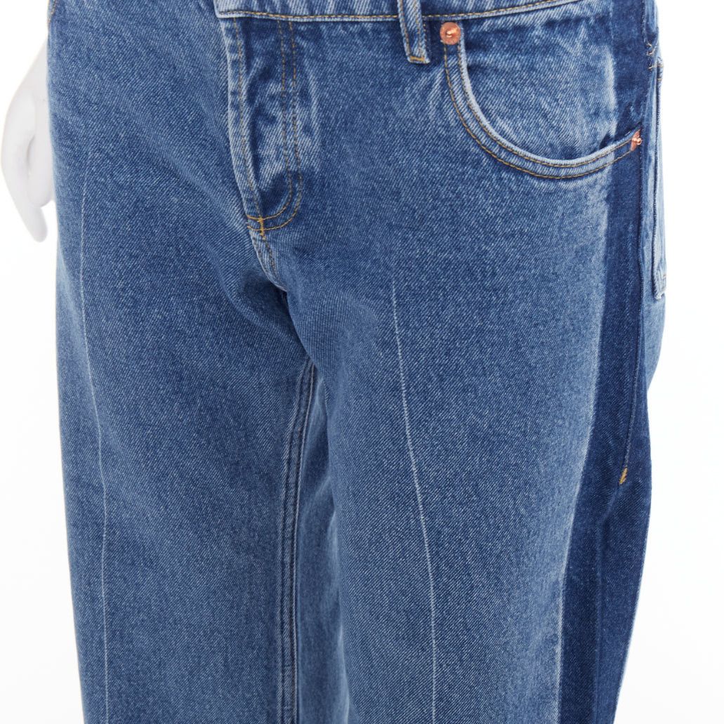Balenciaga BALENCIAGA blue washed contrast side low waist wide cropped jeans FR36 S Size 27" / US 4 / IT 40 - 7 Thumbnail