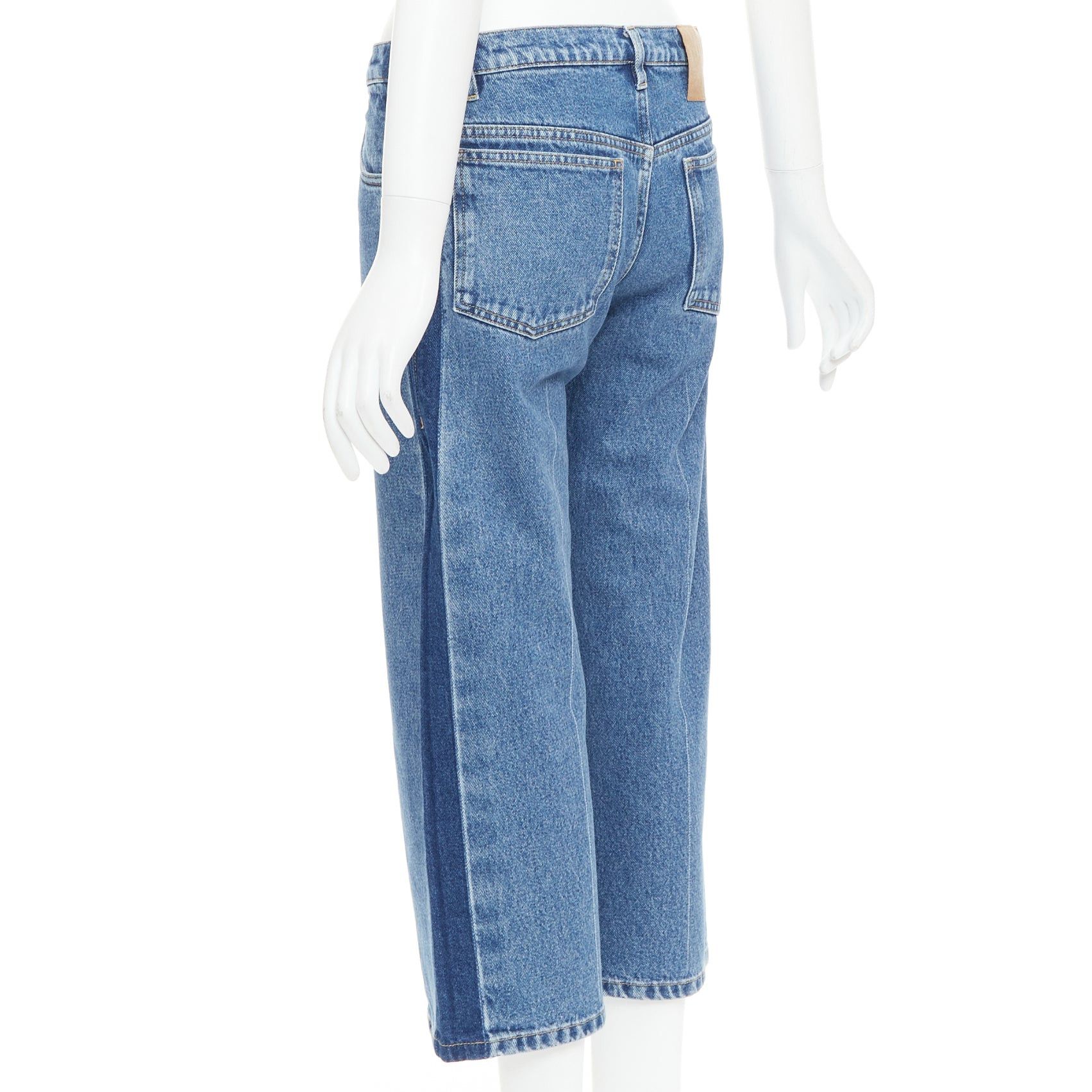 Balenciaga BALENCIAGA blue washed contrast side low waist wide cropped jeans FR36 S Size 27" / US 4 / IT 40 - 6 Thumbnail