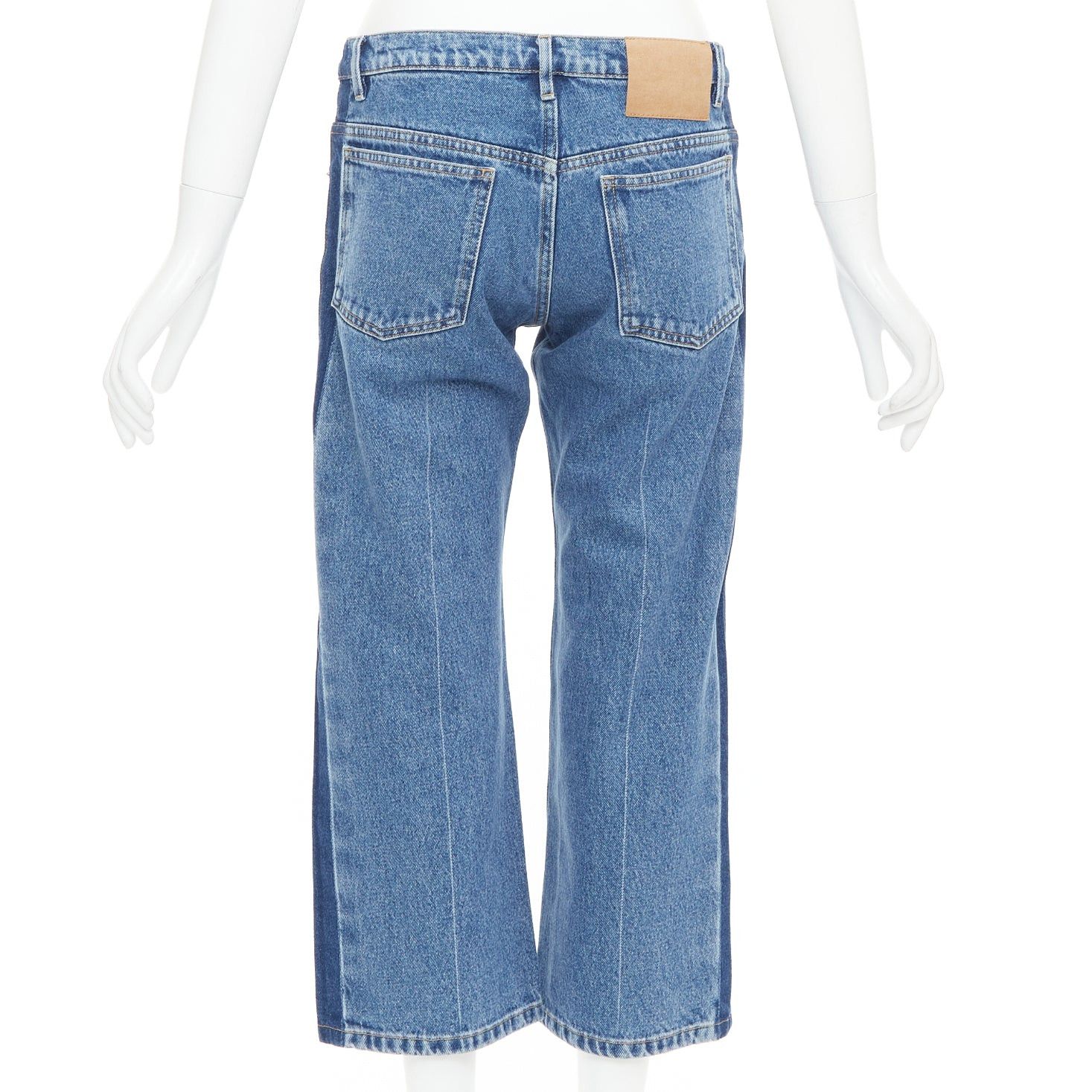 Balenciaga BALENCIAGA blue washed contrast side low waist wide cropped jeans FR36 S Size 27" / US 4 / IT 40 - 5 Thumbnail