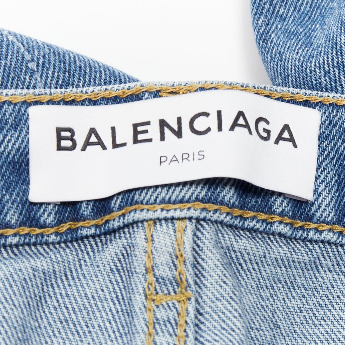 Balenciaga BALENCIAGA blue washed contrast side low waist wide cropped jeans FR36 S Size 27" / US 4 / IT 40 - 8 Thumbnail