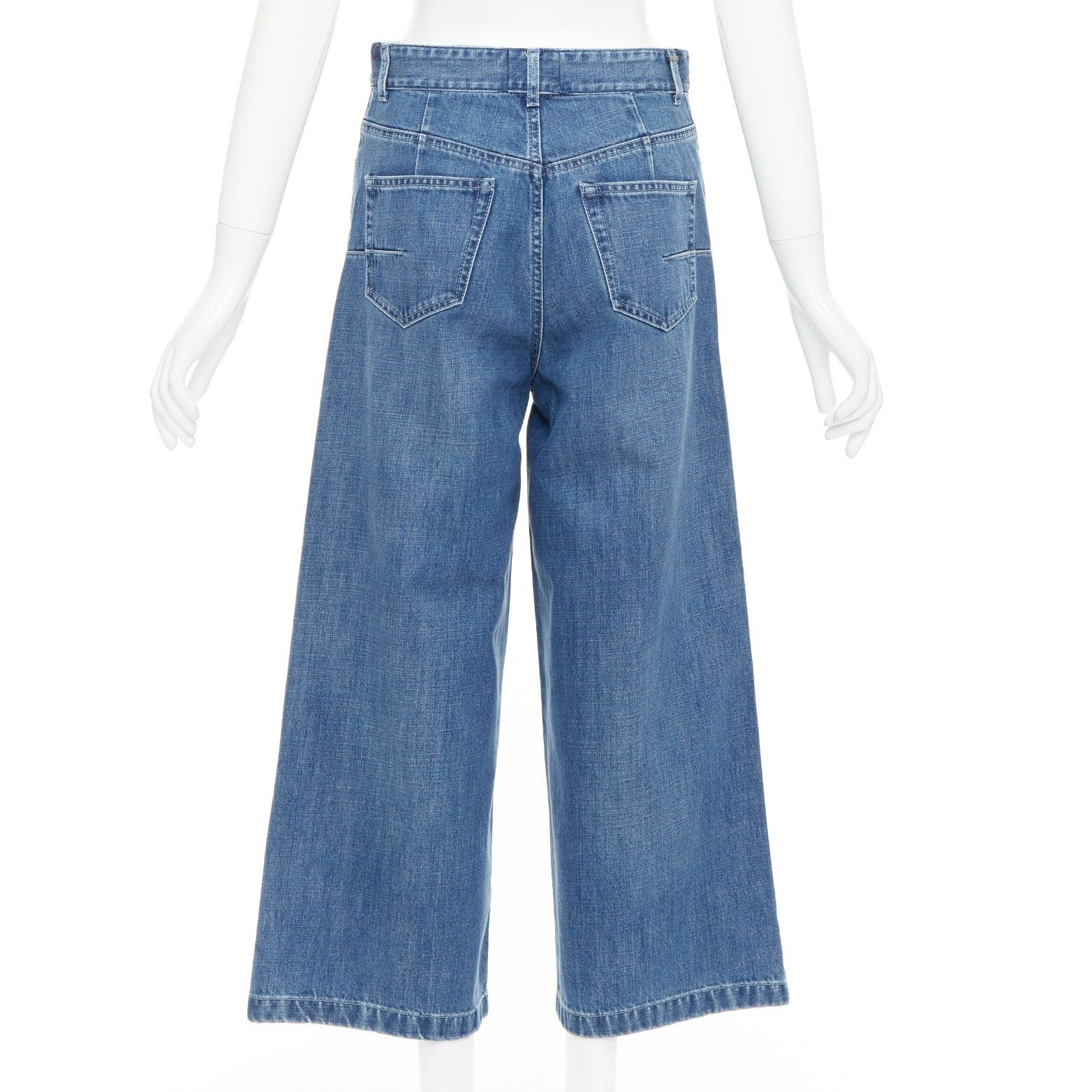 Dior CHRISTIAN DIOR blue washed darted pockets wide mid waist cropped jeans Size 28" / US 6 / IT 42 - 5 Thumbnail
