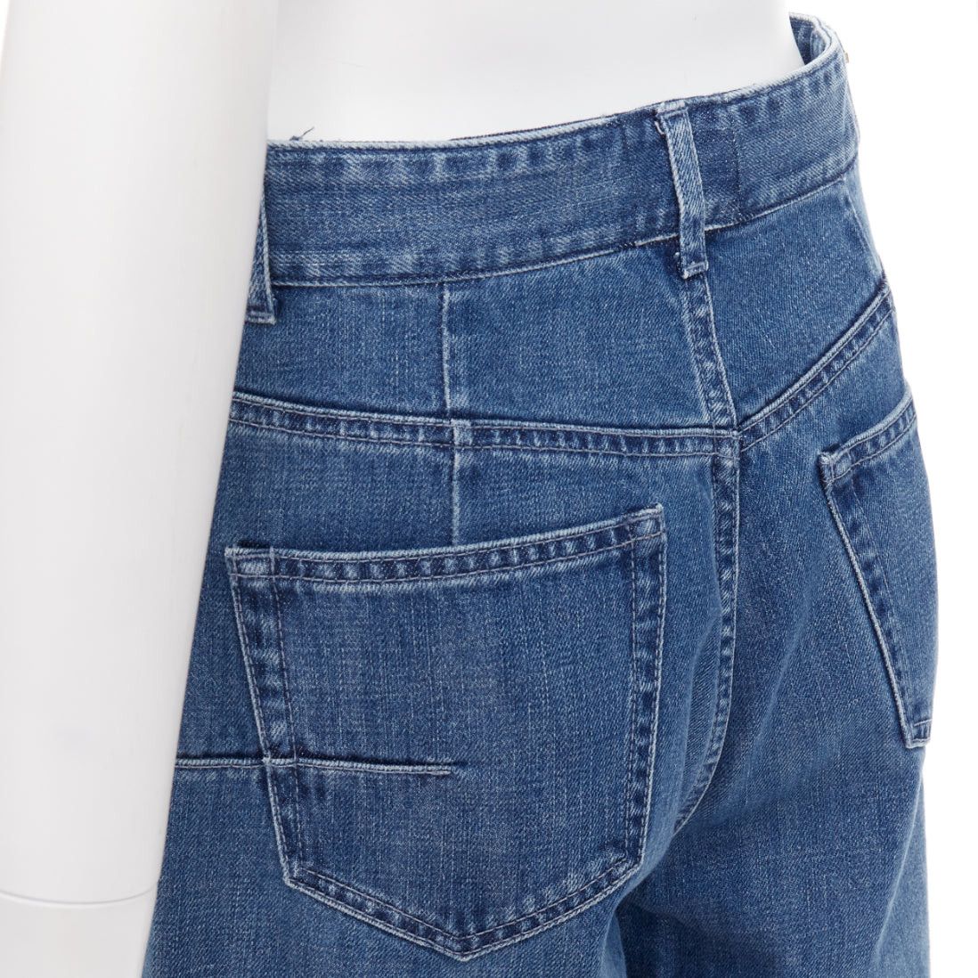 Dior CHRISTIAN DIOR blue washed darted pockets wide mid waist cropped jeans Size 28" / US 6 / IT 42 - 2 Thumbnail