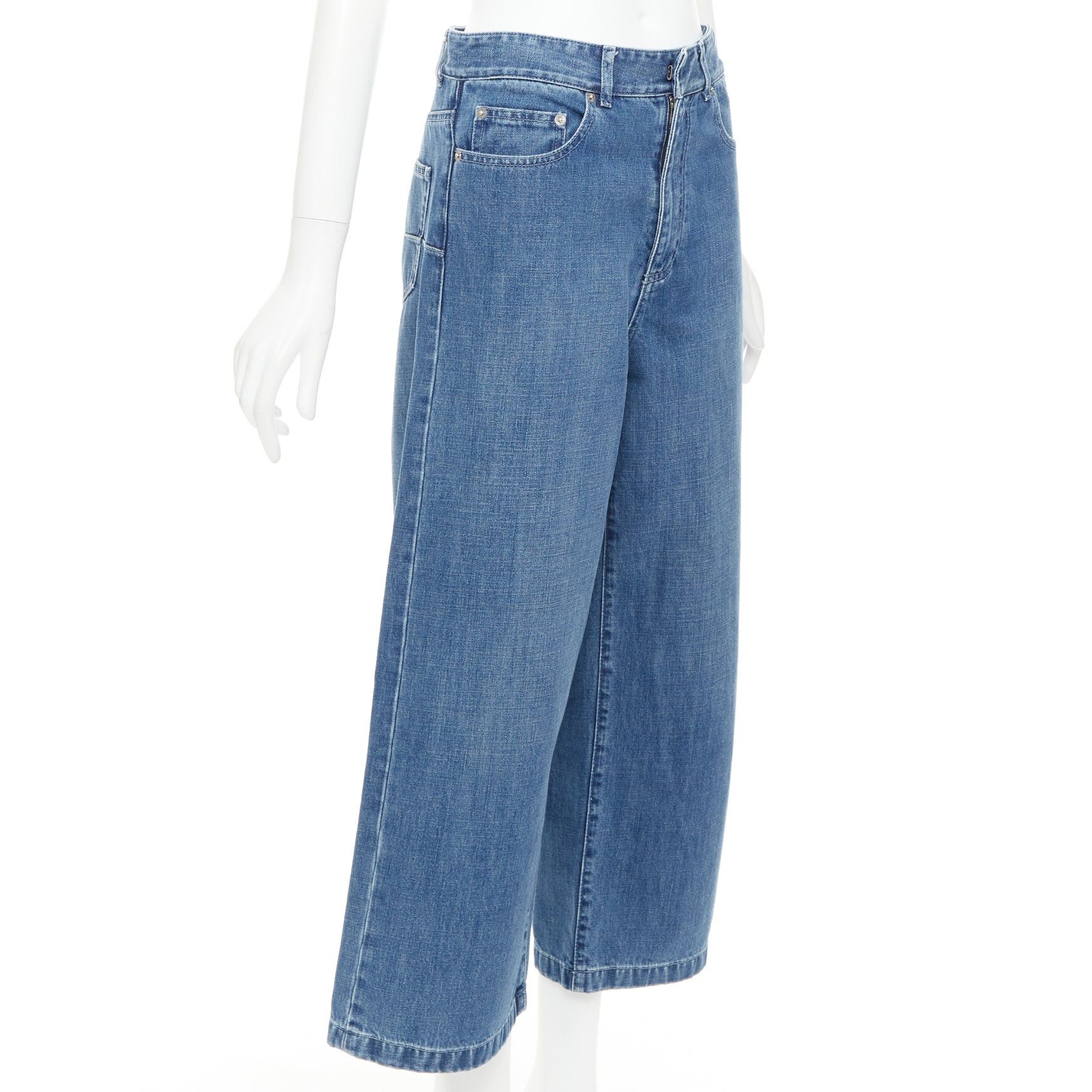 Dior CHRISTIAN DIOR blue washed darted pockets wide mid waist cropped jeans Size 28" / US 6 / IT 42 - 3 Thumbnail