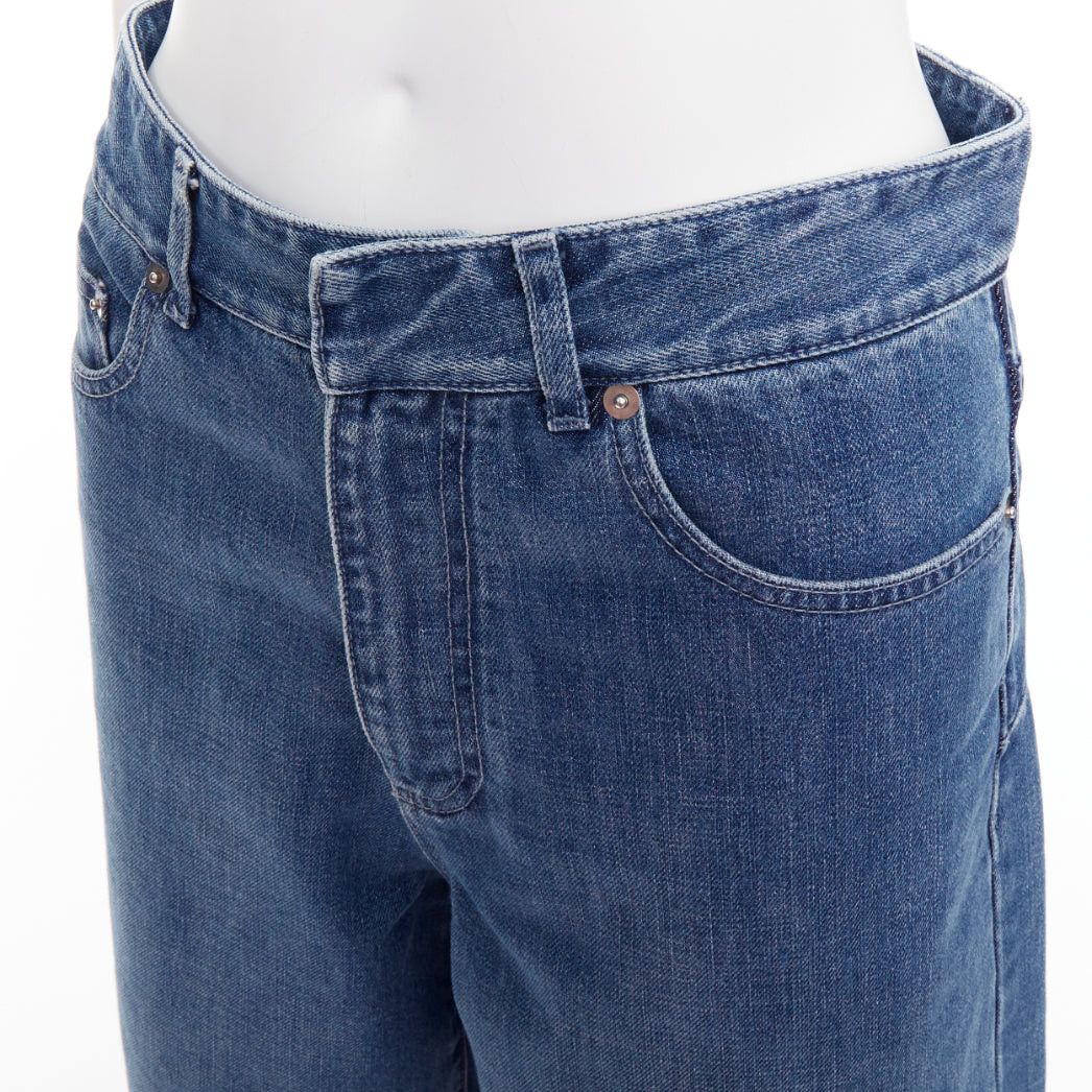 Dior CHRISTIAN DIOR blue washed darted pockets wide mid waist cropped jeans Size 28" / US 6 / IT 42 - 7 Thumbnail