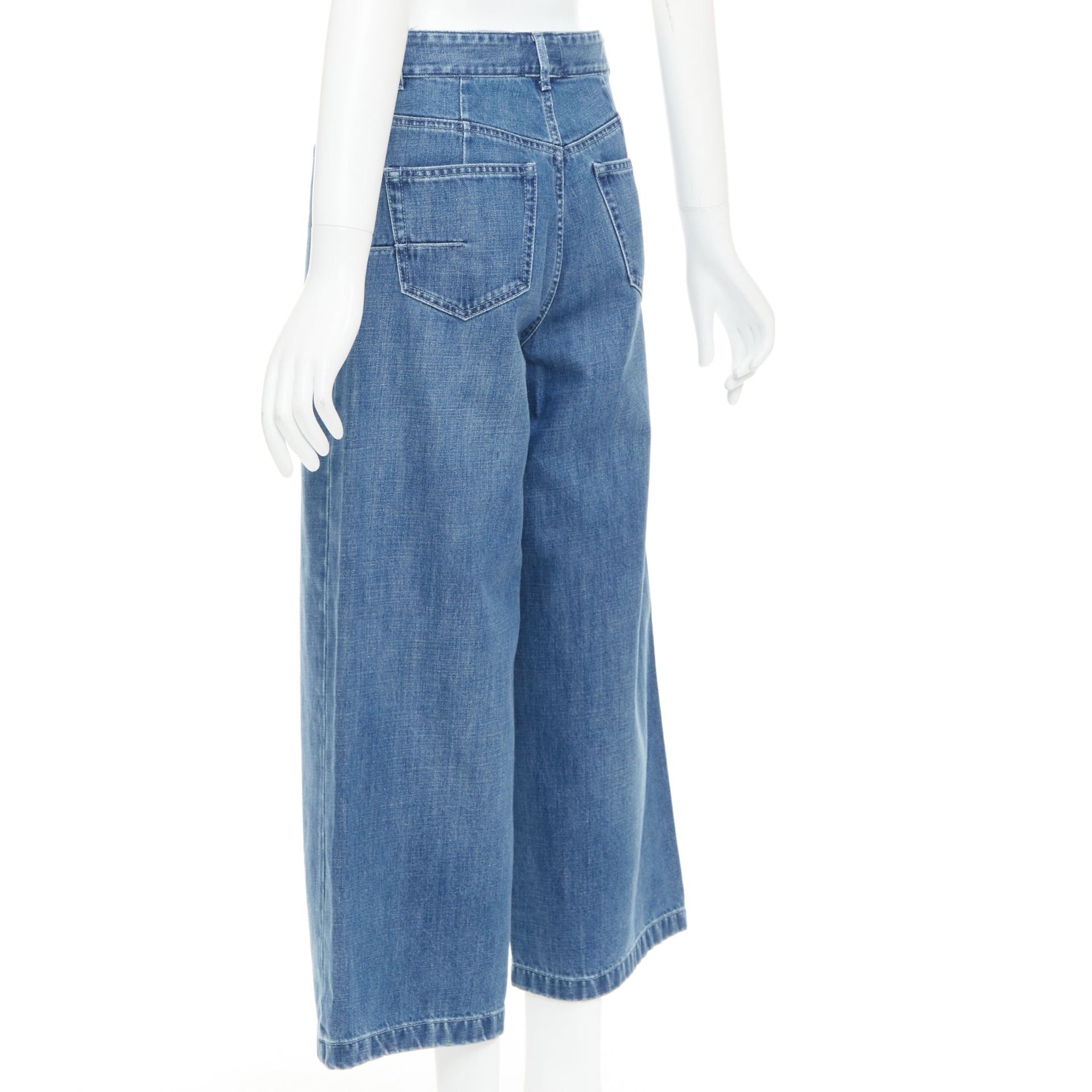 Dior CHRISTIAN DIOR blue washed darted pockets wide mid waist cropped jeans Size 28" / US 6 / IT 42 - 6 Thumbnail