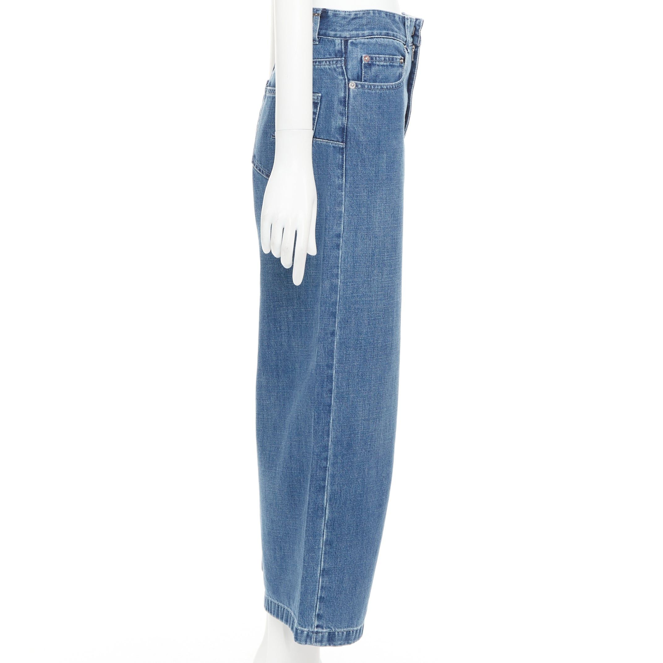 Dior CHRISTIAN DIOR blue washed darted pockets wide mid waist cropped jeans Size 28" / US 6 / IT 42 - 4 Thumbnail