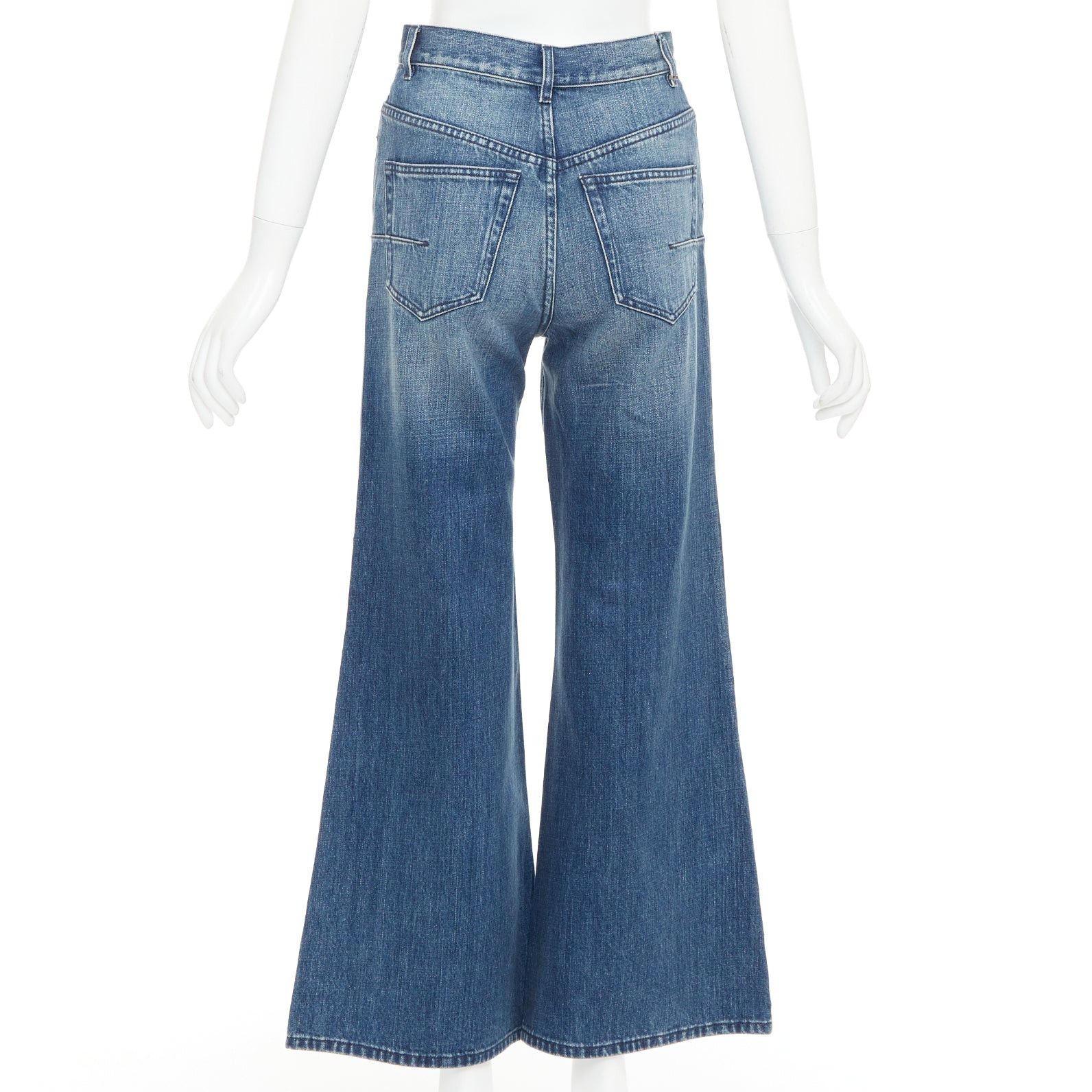 Dior CHRISTIAN DIOR dark blue washed darted pockets wide cropped jeans FR36 S Size 27" / US 4 / IT 40 - 5 Thumbnail