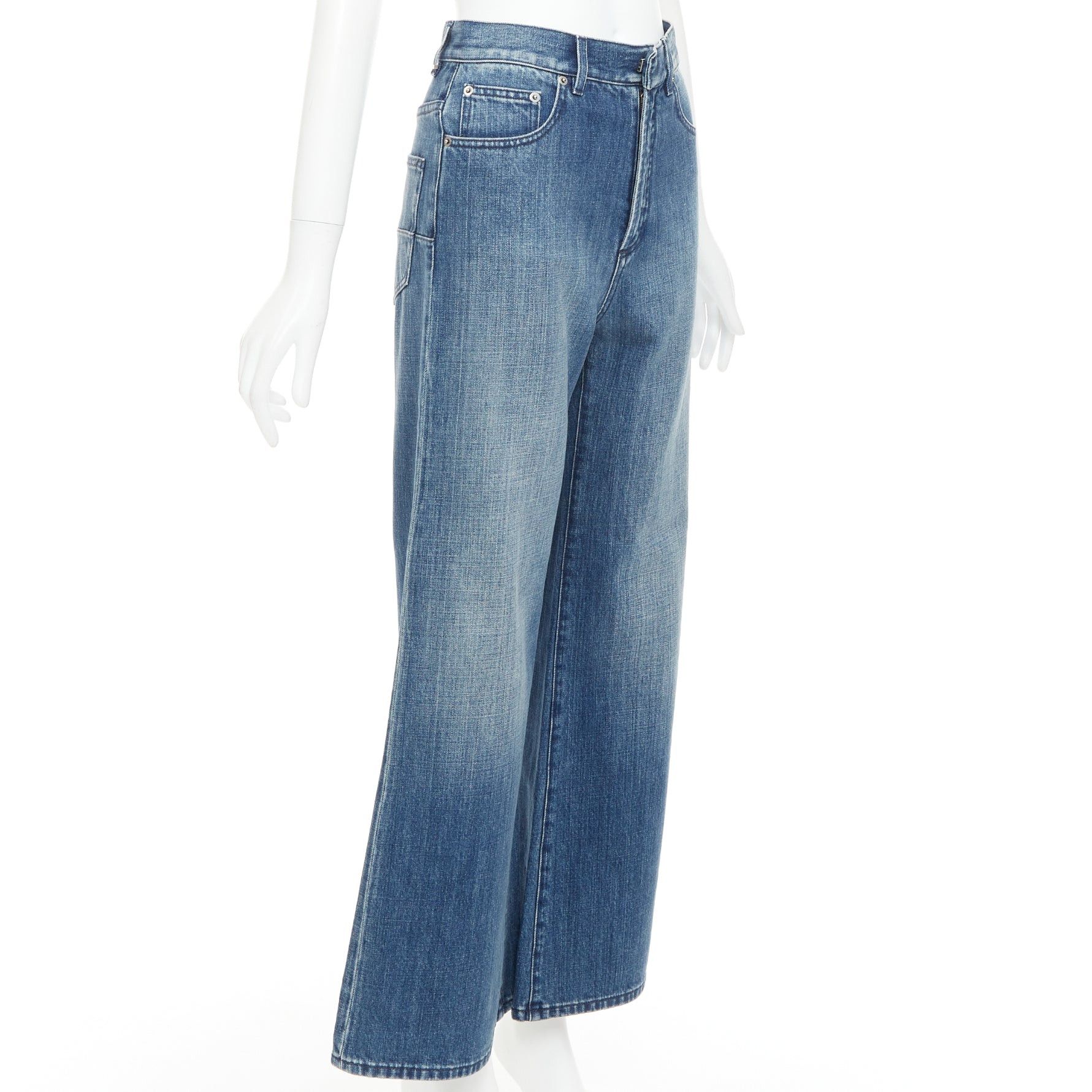 Dior CHRISTIAN DIOR dark blue washed darted pockets wide cropped jeans FR36 S Size 27" / US 4 / IT 40 - 3 Thumbnail